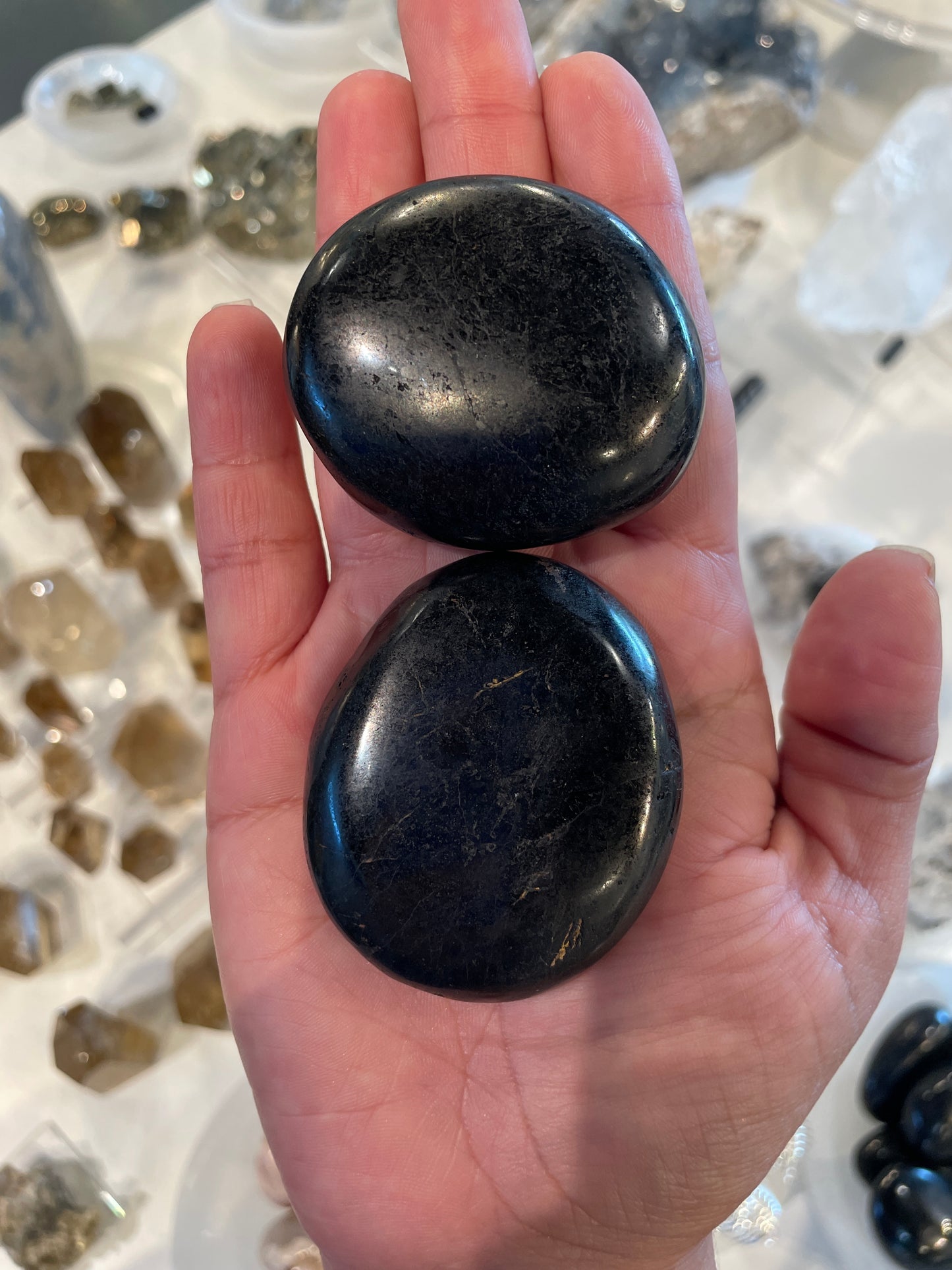 Black Tourmaline Palm Stones