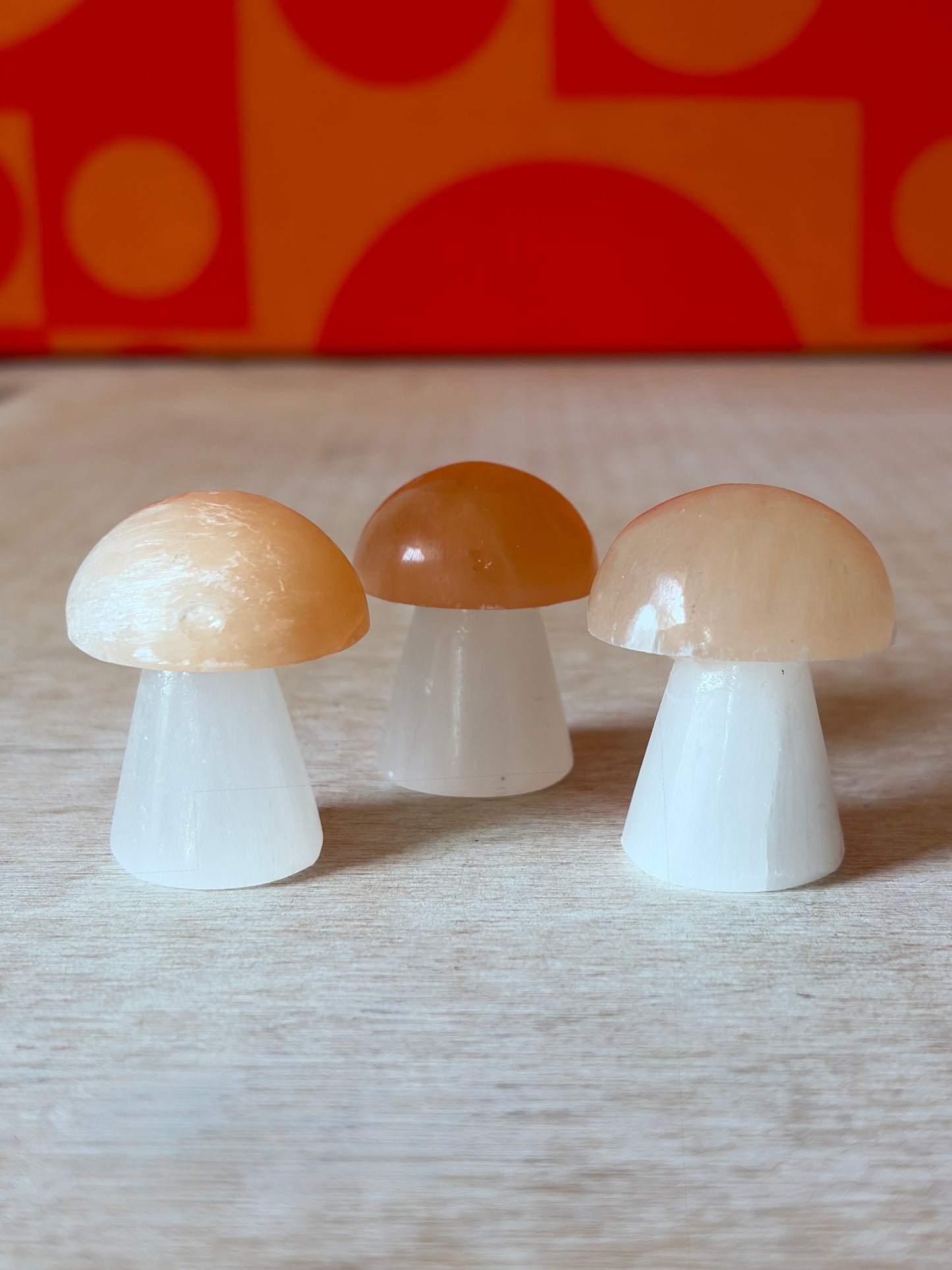 Mini Peach Selenite Mushroom