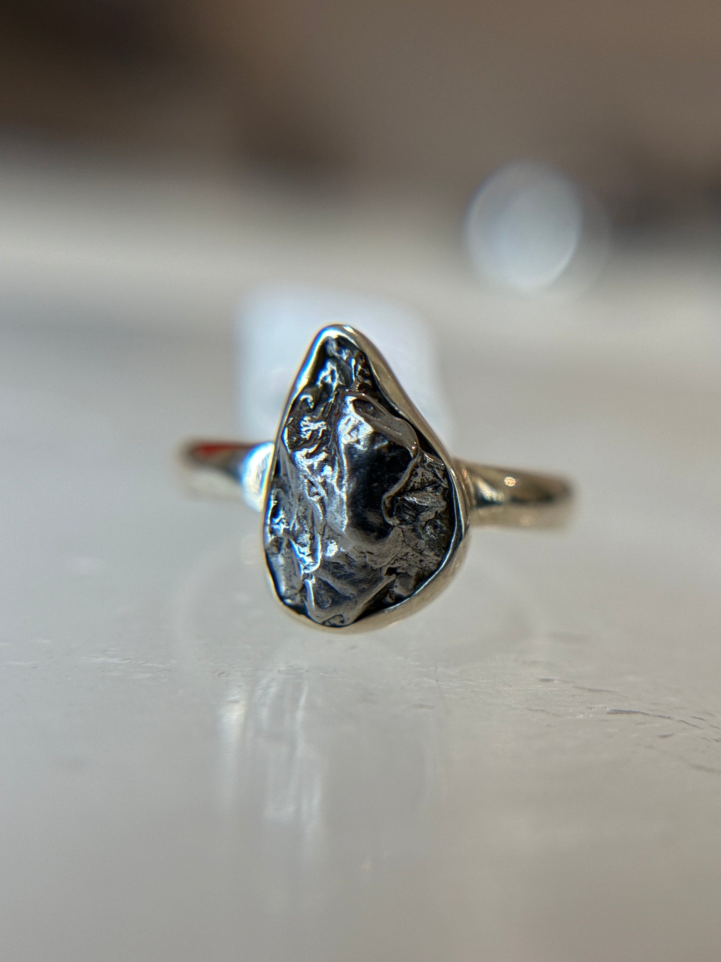 Meteorite from Argentina Sterling Silver Ring Size 6