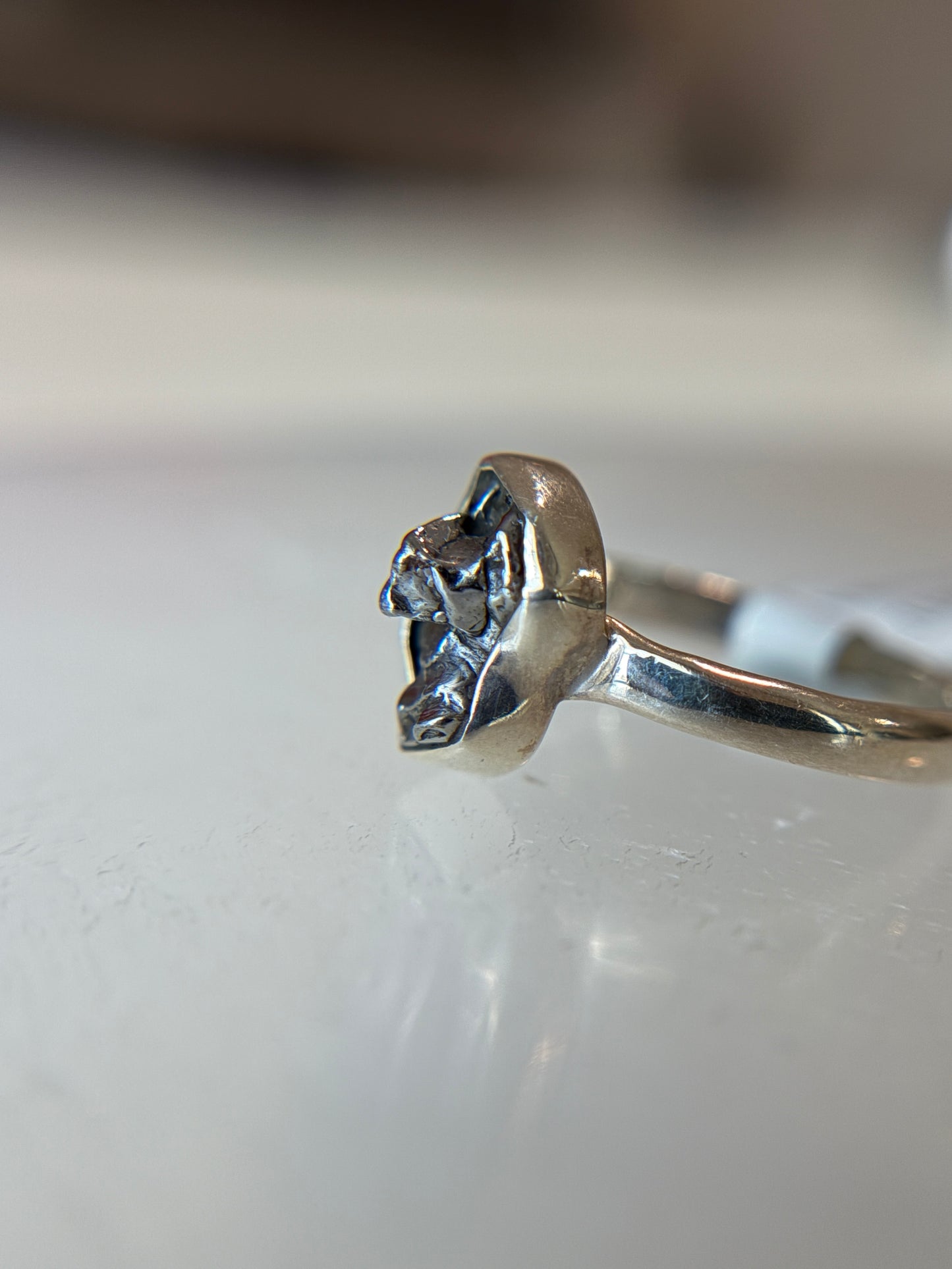 Meteorite from Argentina Sterling Silver Ring Size 9
