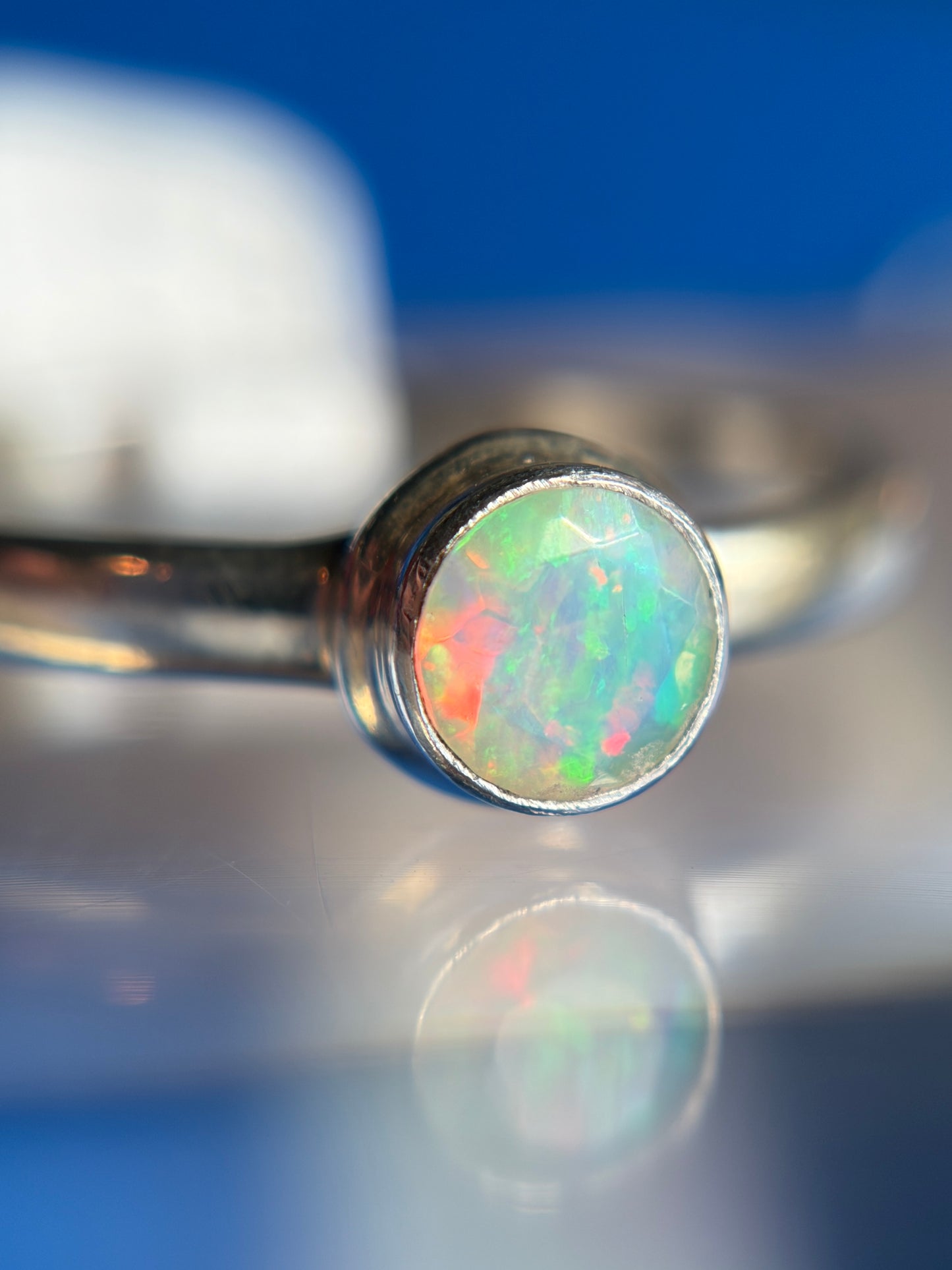 Ethiopian Opal Ring Size 10 Sterling Silver