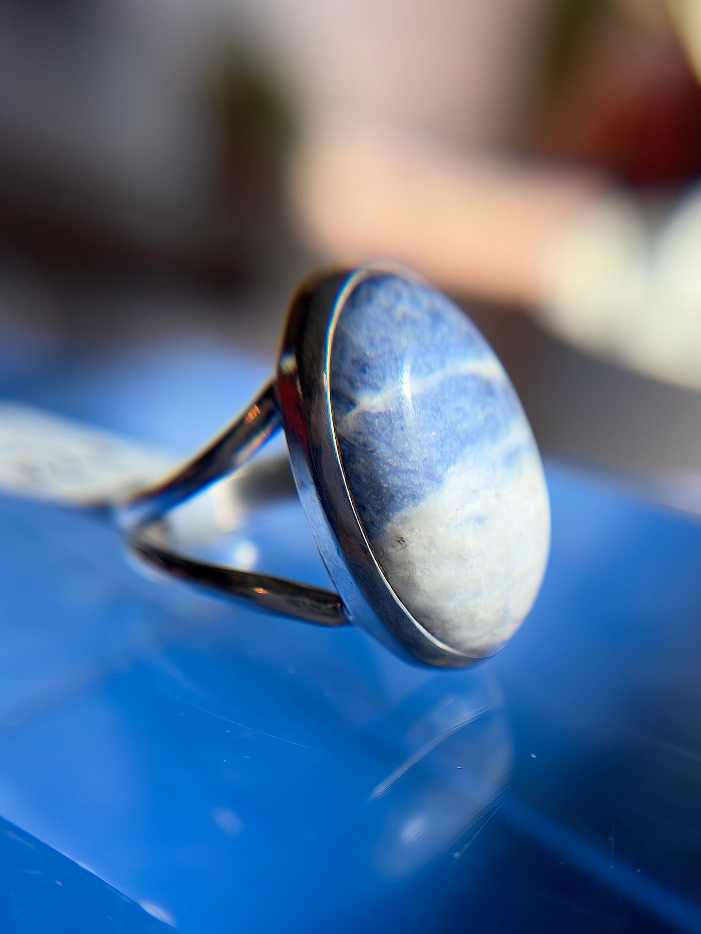 Sodalite Ring Size 12 Sterling Silver