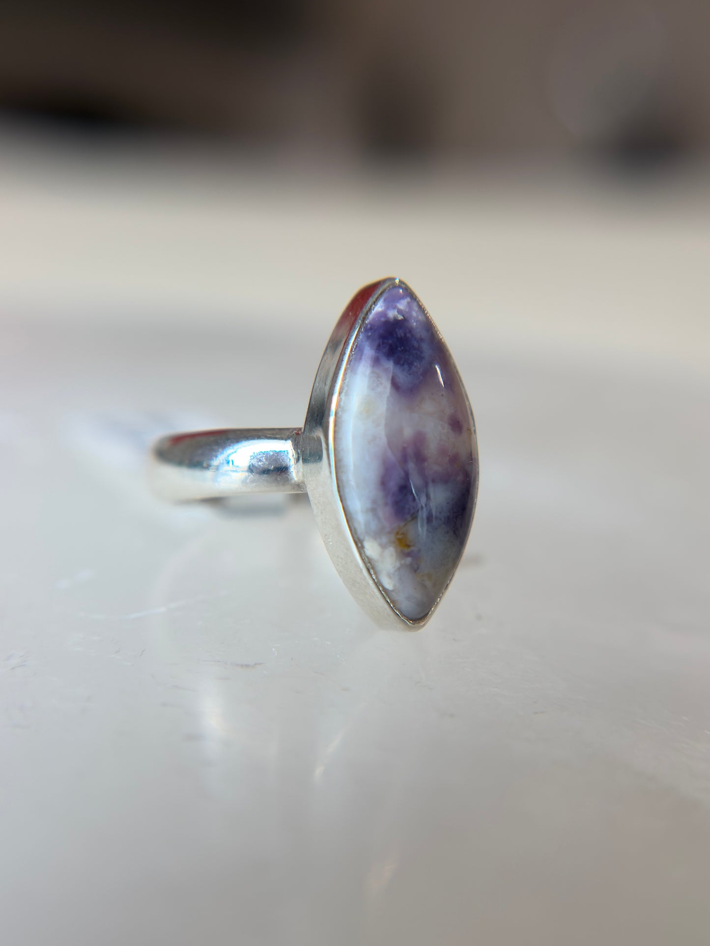 Violet Opal Ring Size 6 Sterling Silver