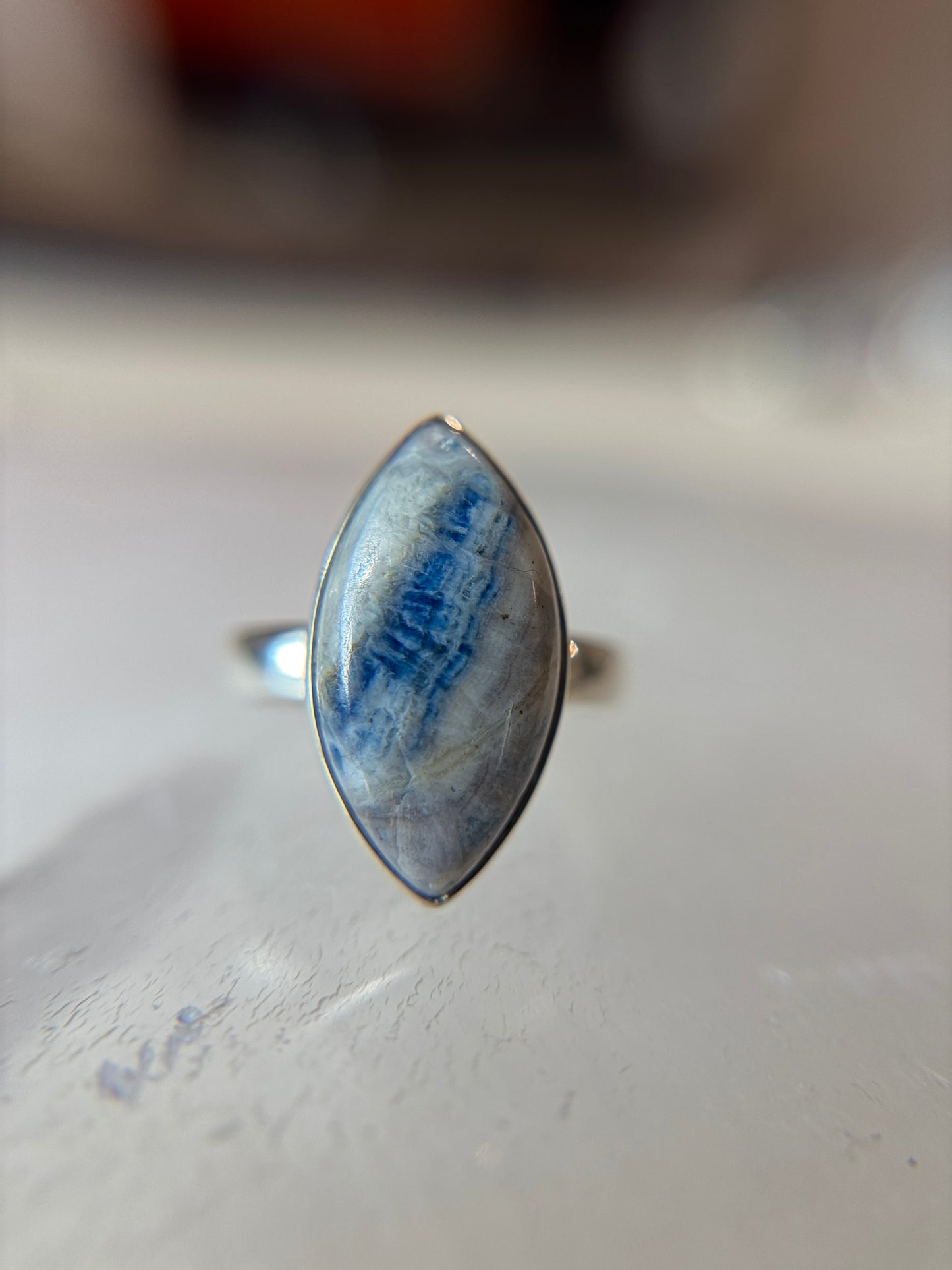 Blue Scheelite Ring Size 7 Sterling Silver