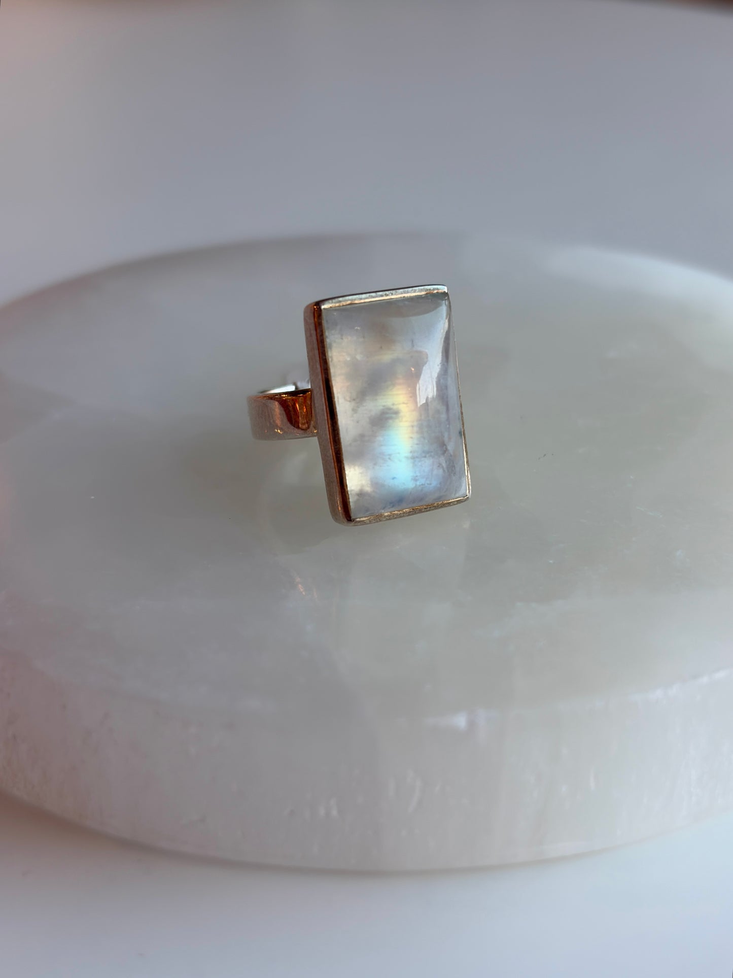 Rainbow Moonstone Ring size 4