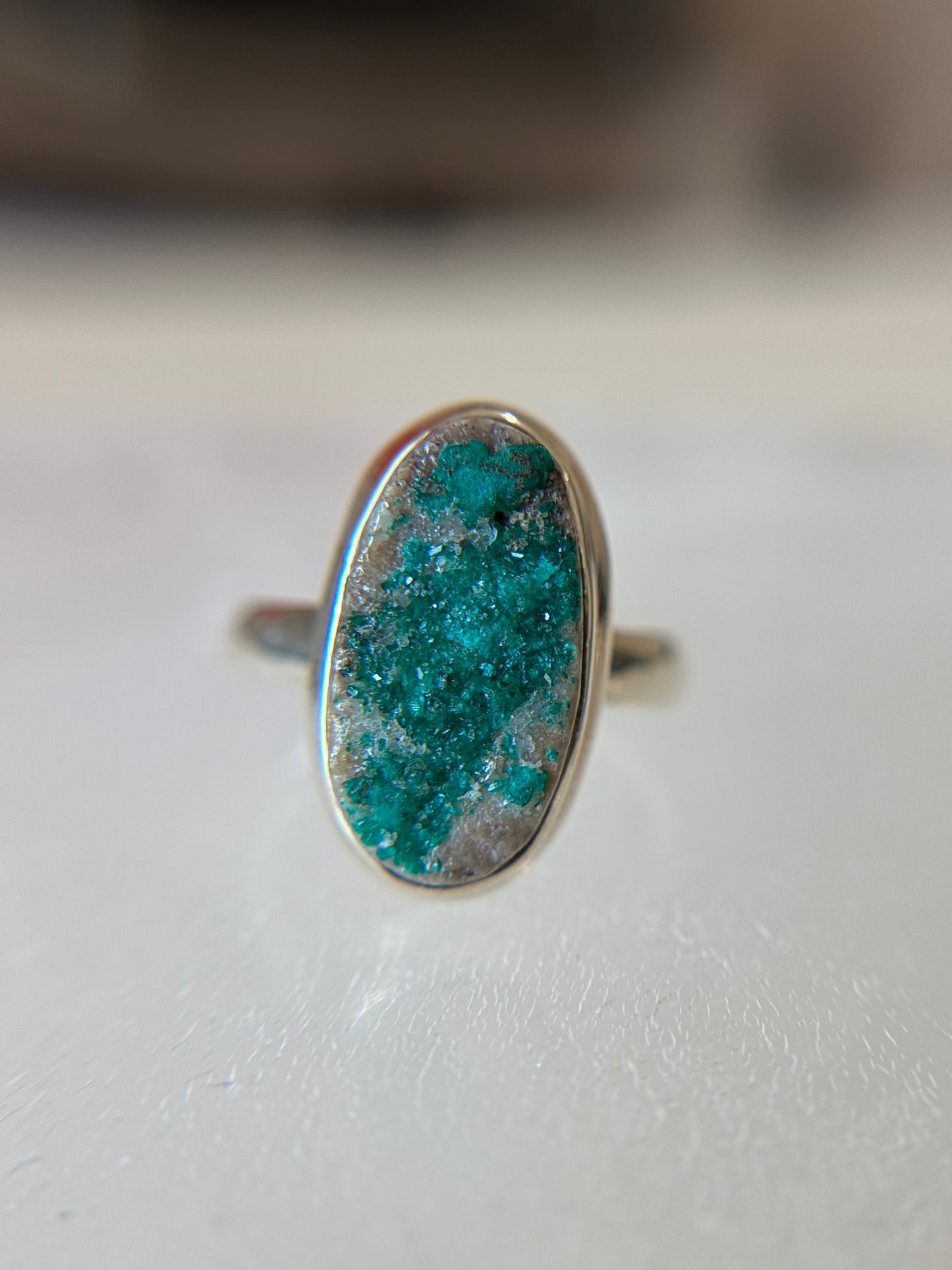 Dioptase Sterling Silver Ring Size 9