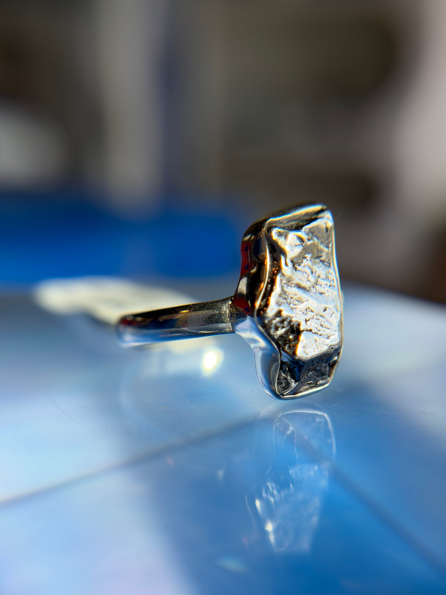 Meteorite Ring Size 8 Sterling Silver