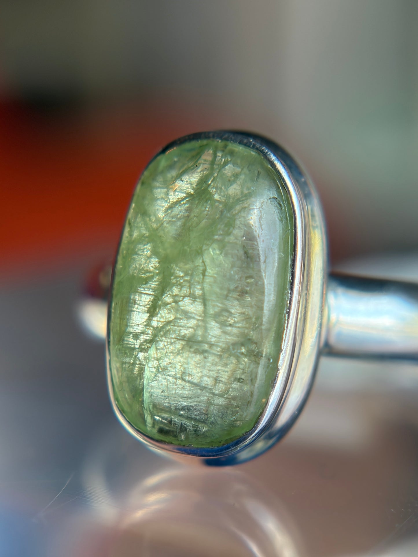 Green Kyanite Ring Size 5 Sterling Silver