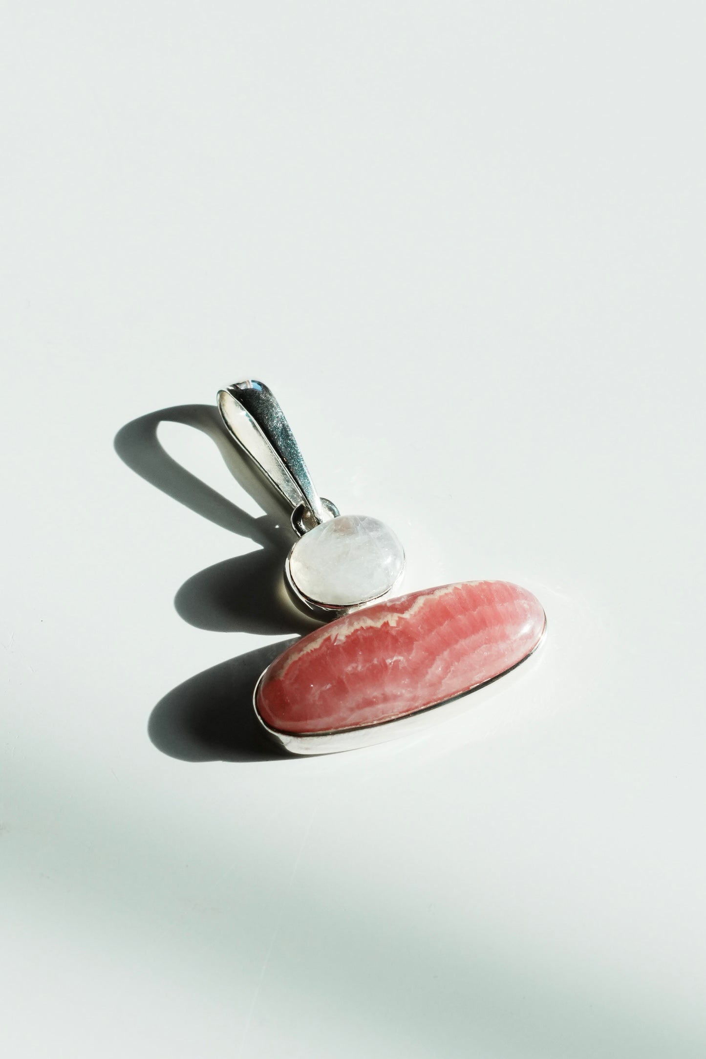 RHODOCHROSITE WITH MOONSTONE STERLING SILVER PENDANT