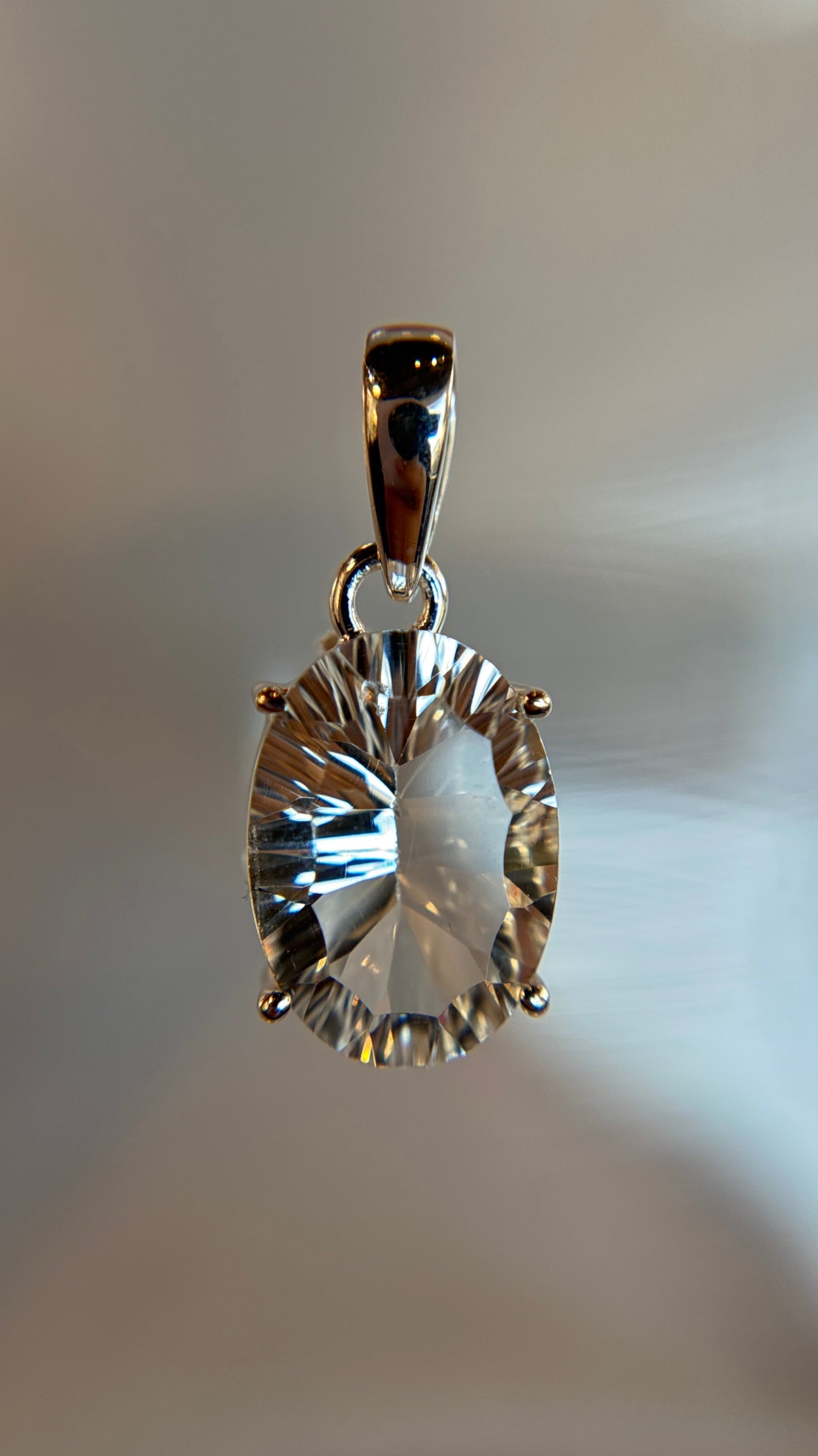 Faceted Clear Quartz Necklace Pendant