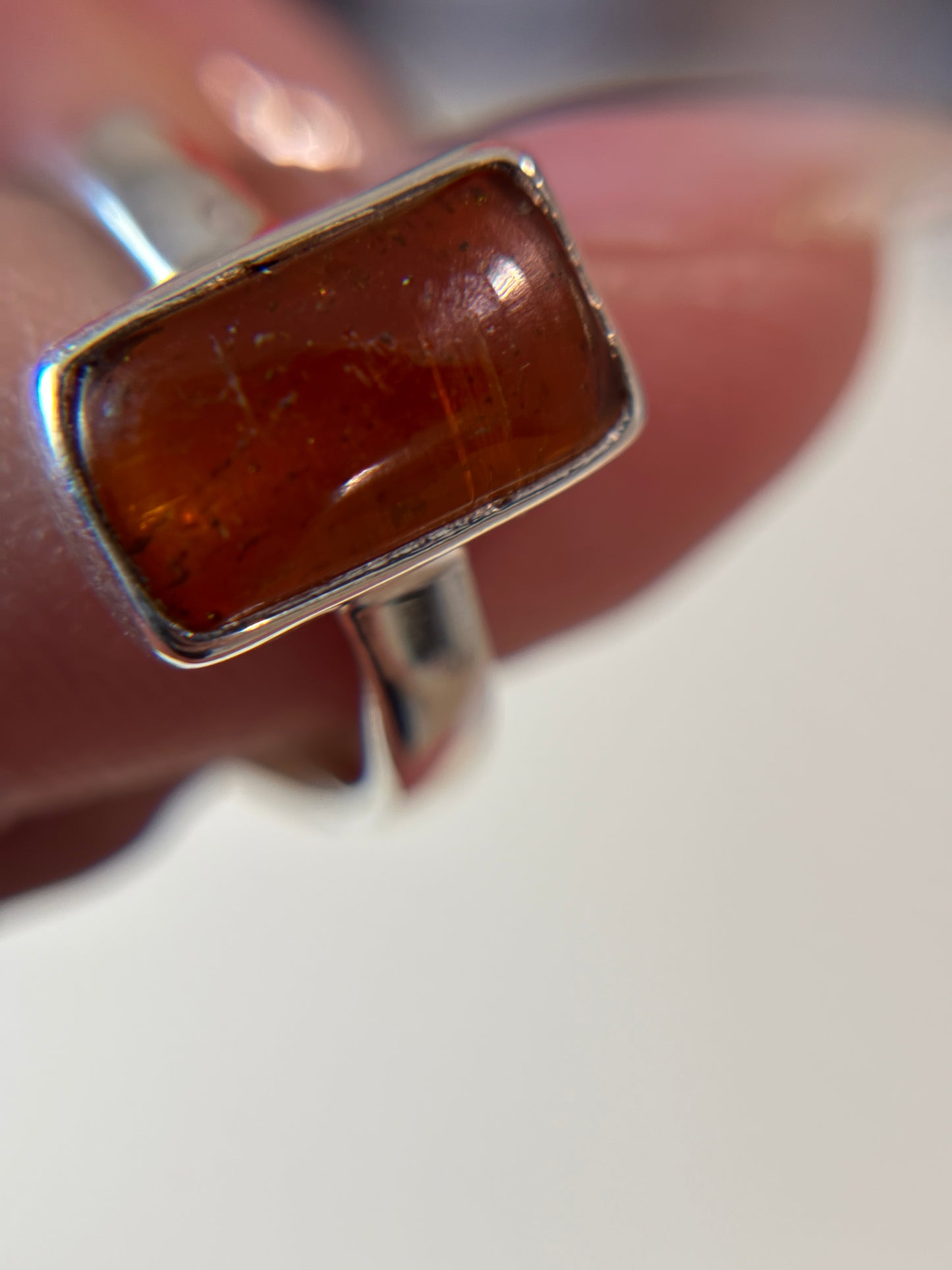 Orange Kyanite Ring Size 4 Sterling Silver
