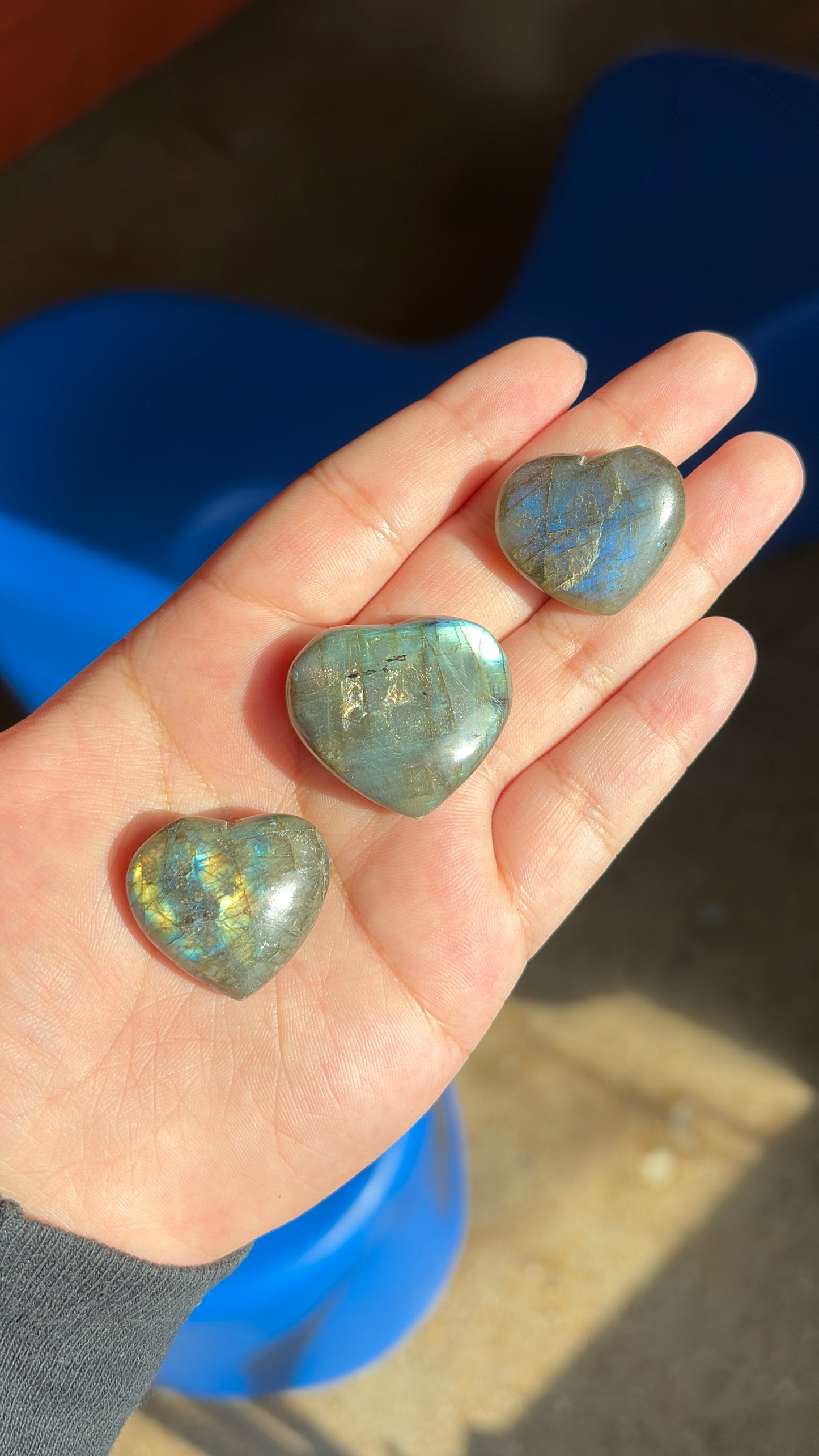Polished Labradorite Mini Hearts