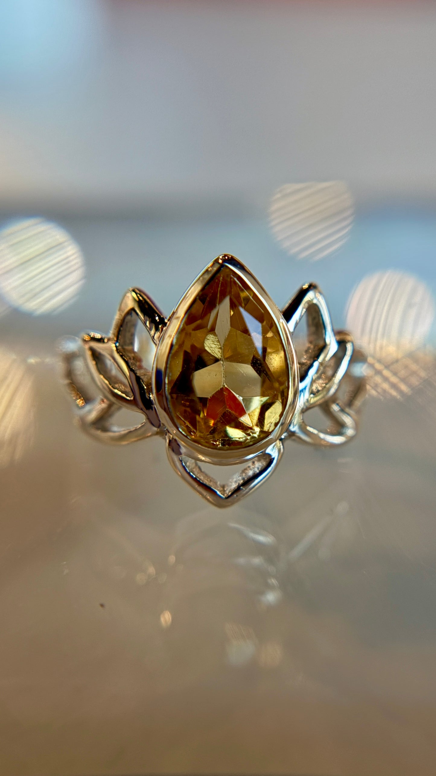 Citrine Lotus Ring Size 7
