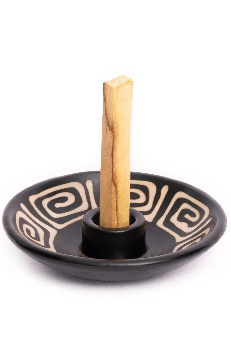 Chulucanas Palo Santo Holder Black & White Maze