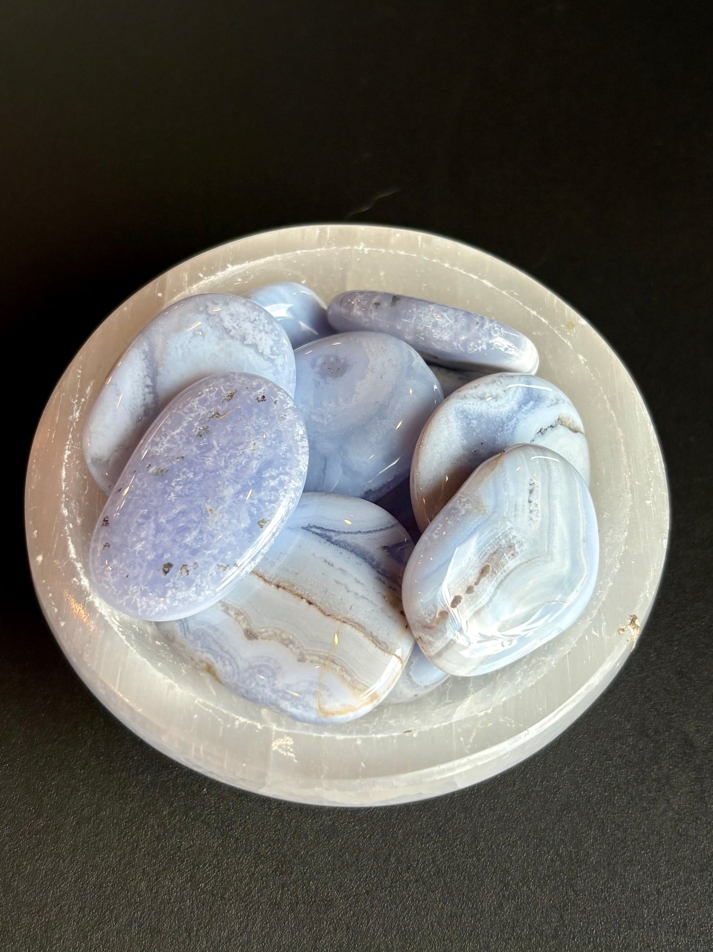 Blue Lace Agate Palm Stones
