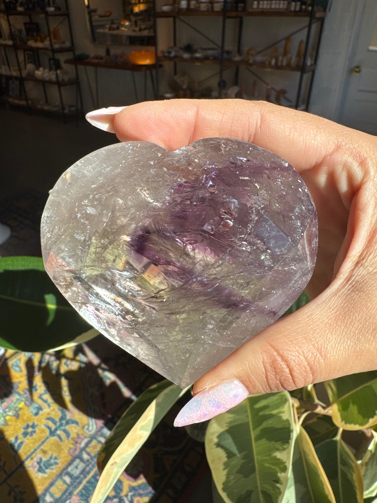 Faceted Chevron amethyst heart #4