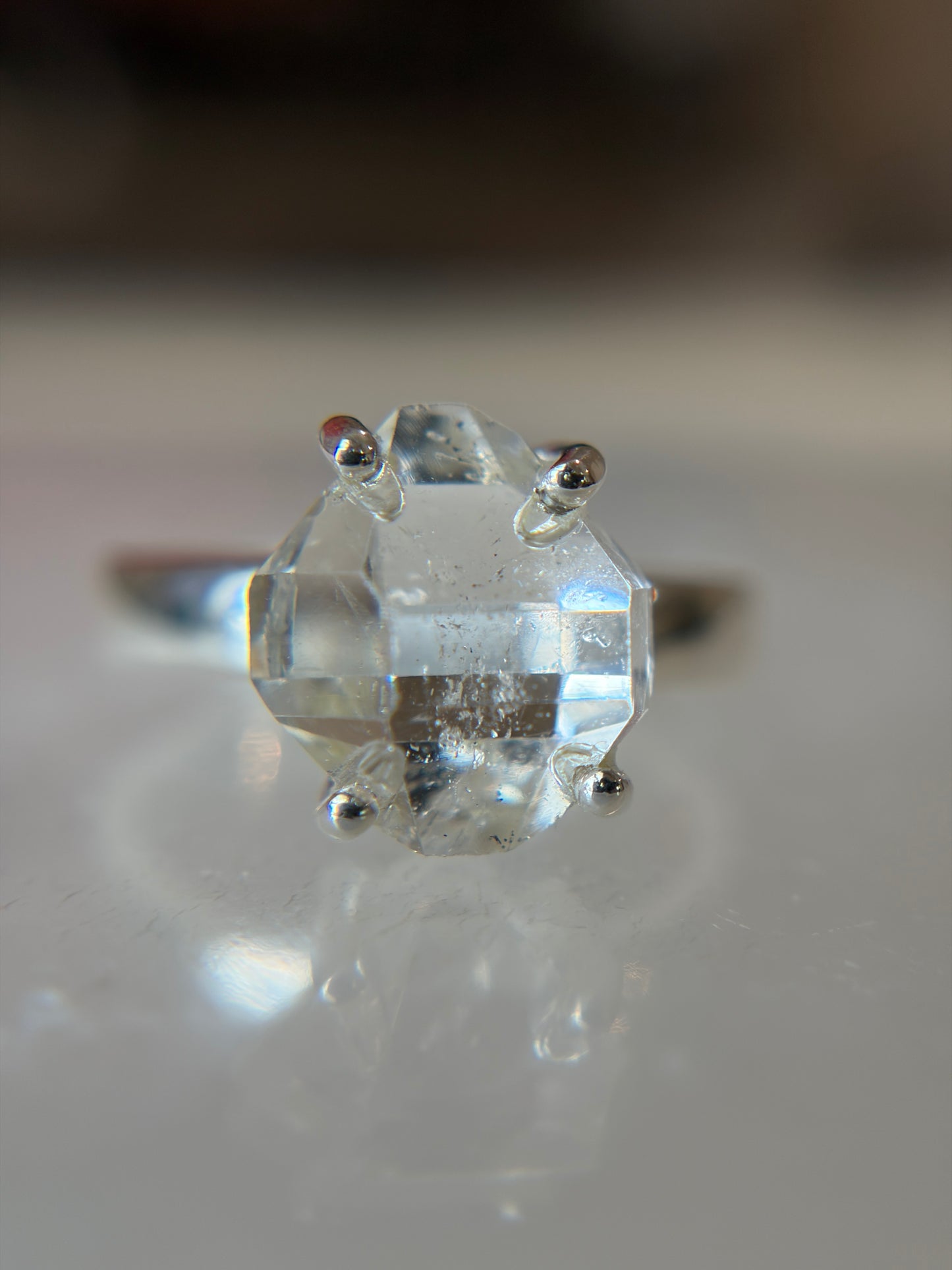 Herkimer Diamond Ring Size 7 Sterling Silver