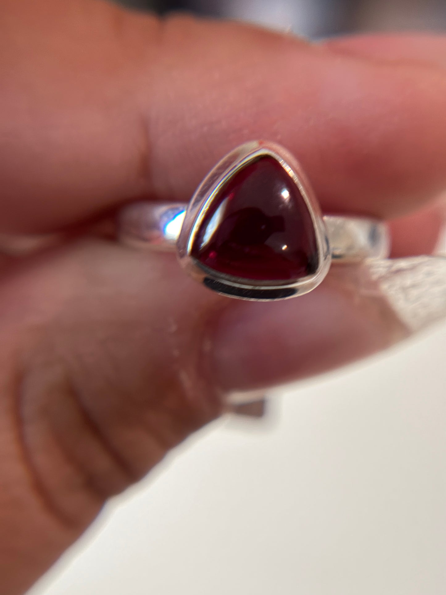 Garnet Ring Size 7 Sterling Silver