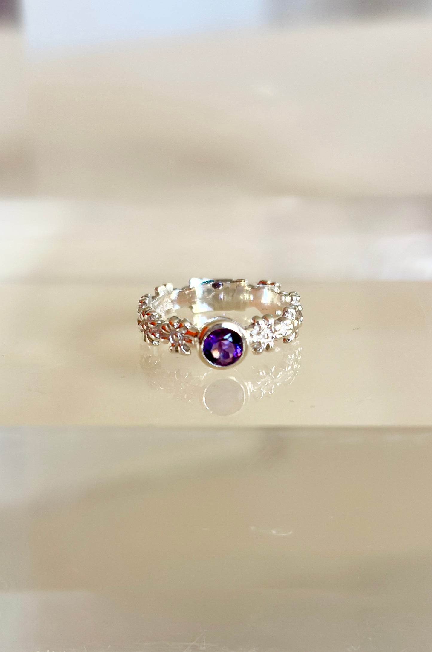 Amethyst Daisy Ring Size 4