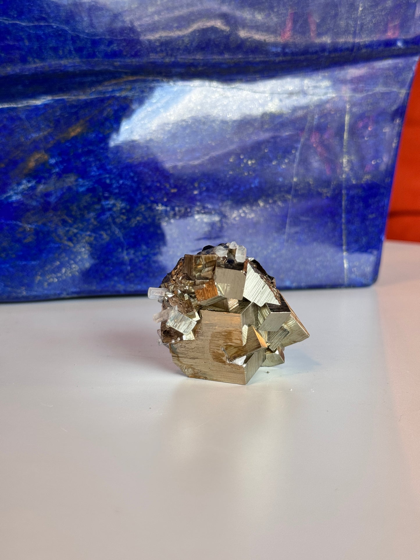 Peruvian Pyrite Cluster with UV Calcite