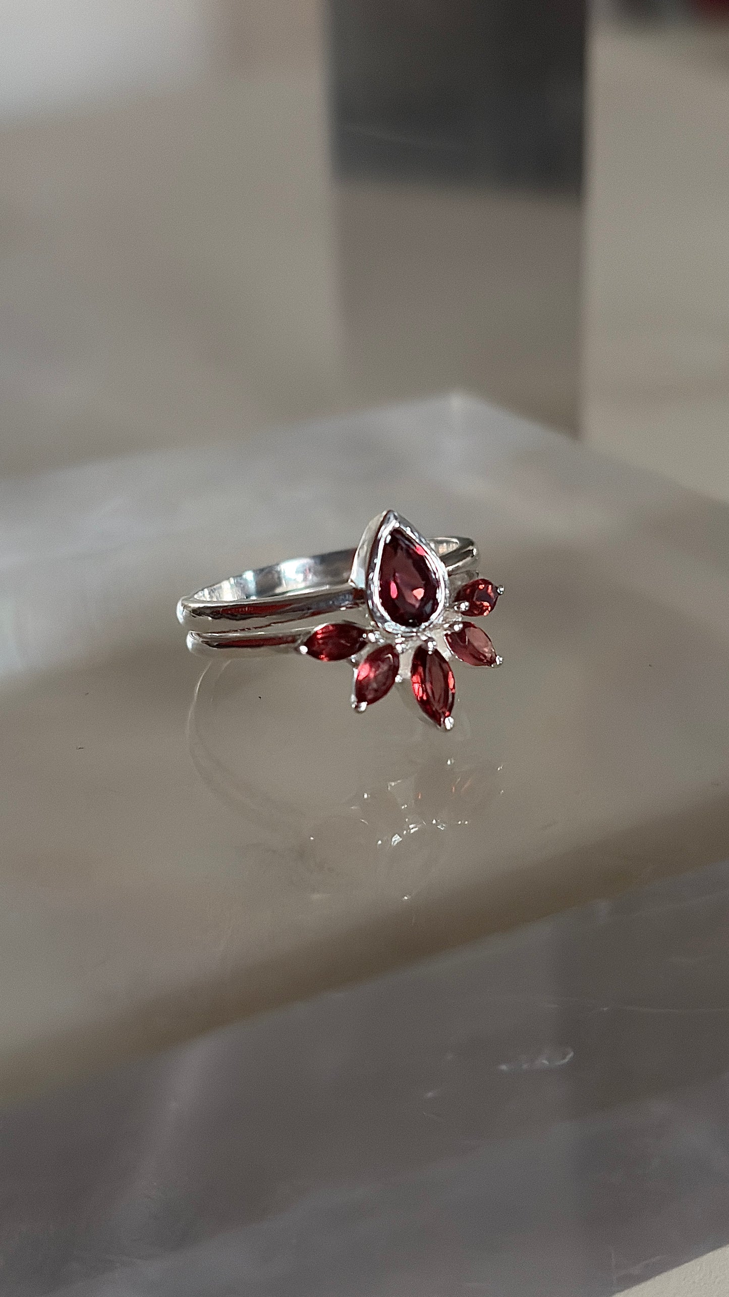 Garnet Stacked Crown Jewel Ring Size 6