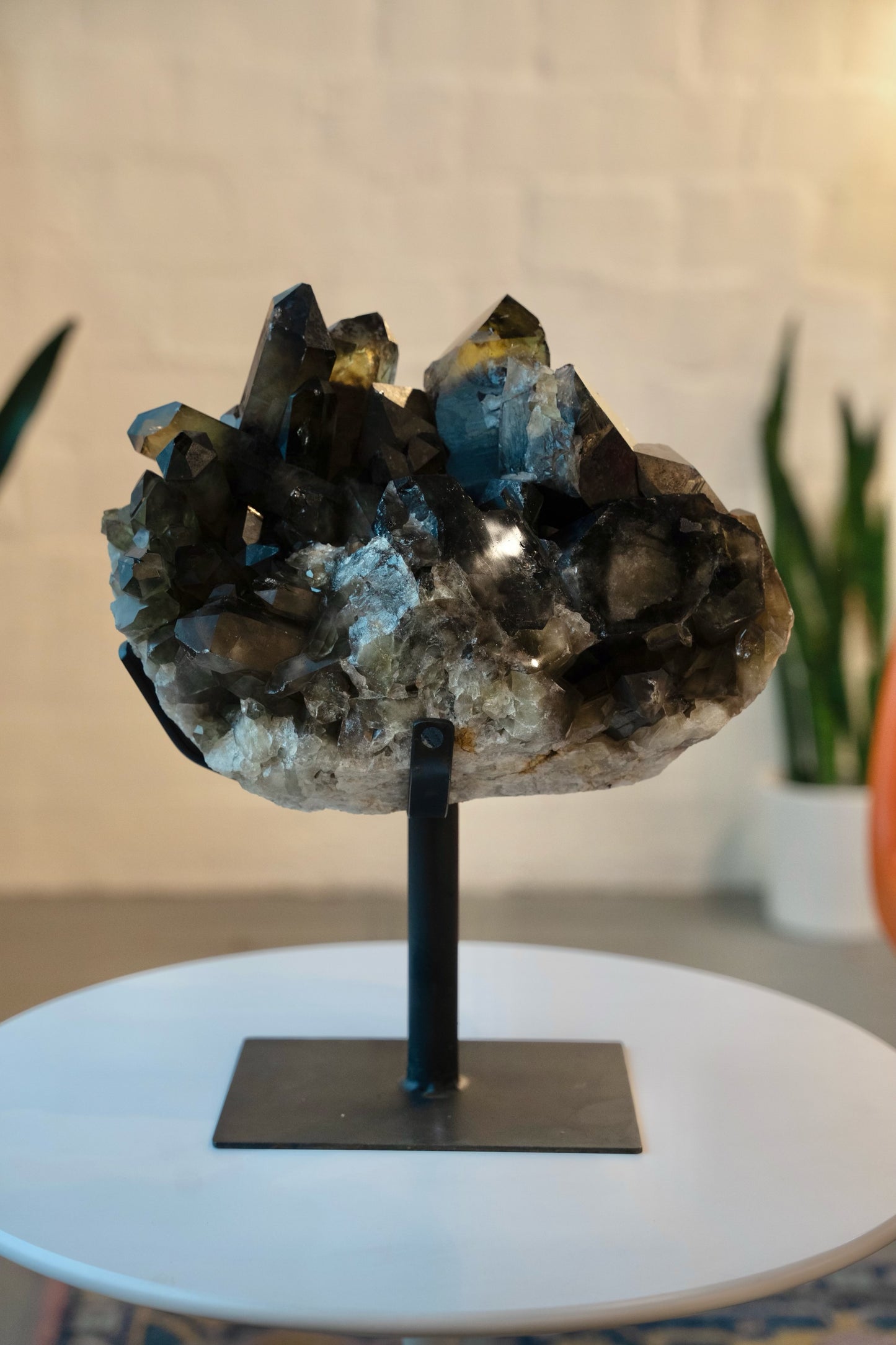 Smoky Quartz Cluster on Stand