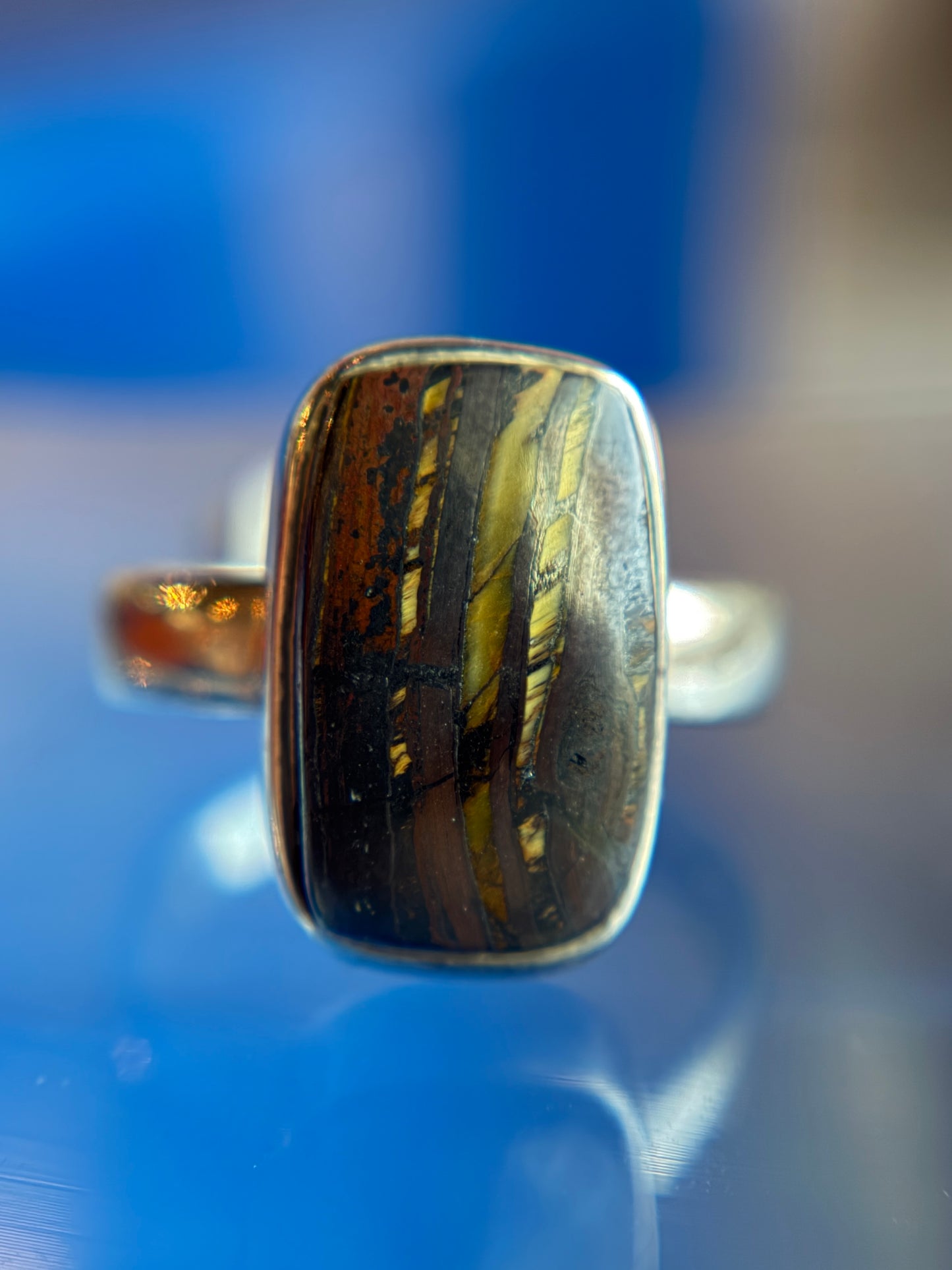 Iron Tiger’s Eye Ring Size 6 Sterling Silver