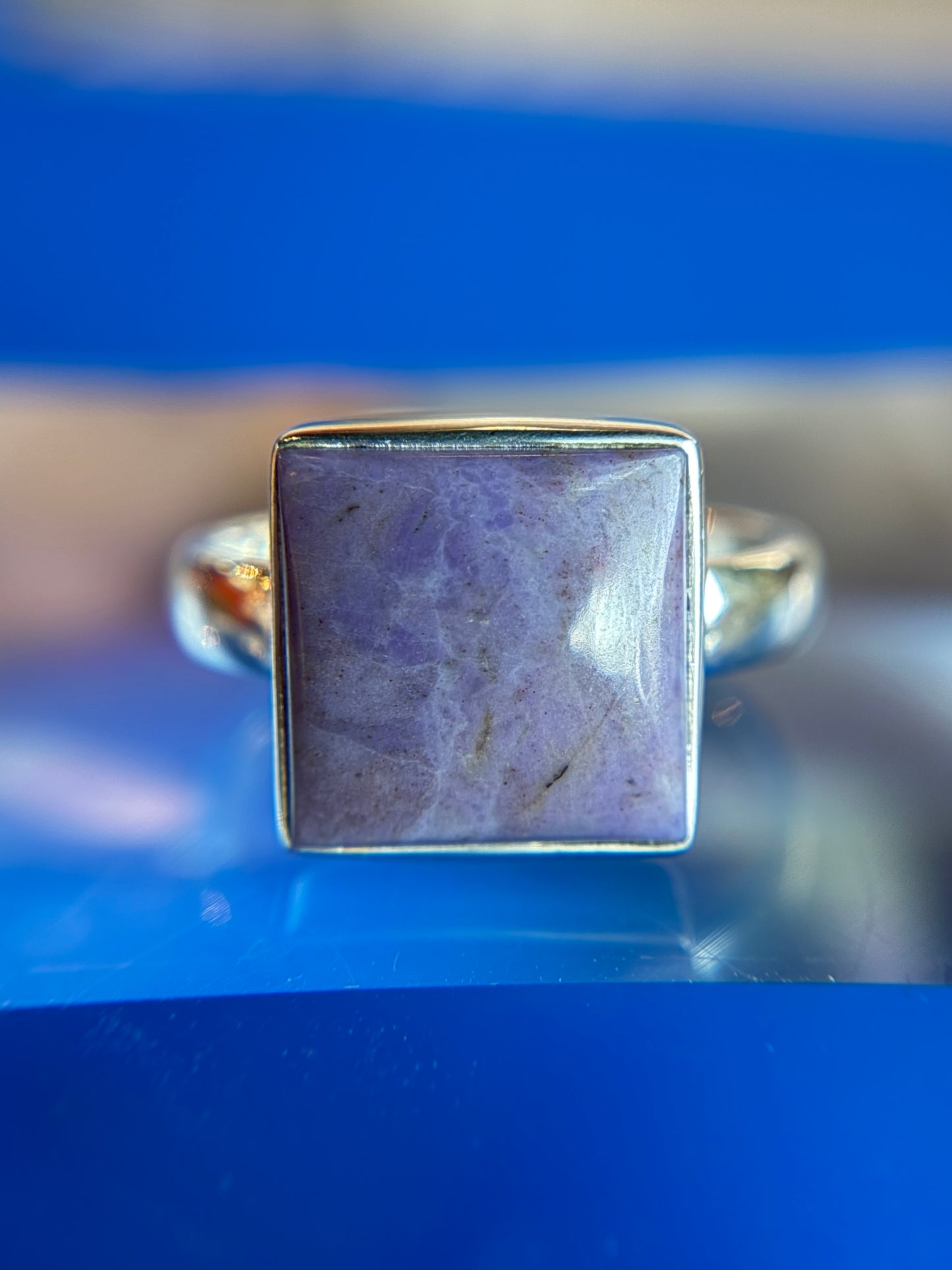 Purple Jade Ring Size 11 Sterling Silver