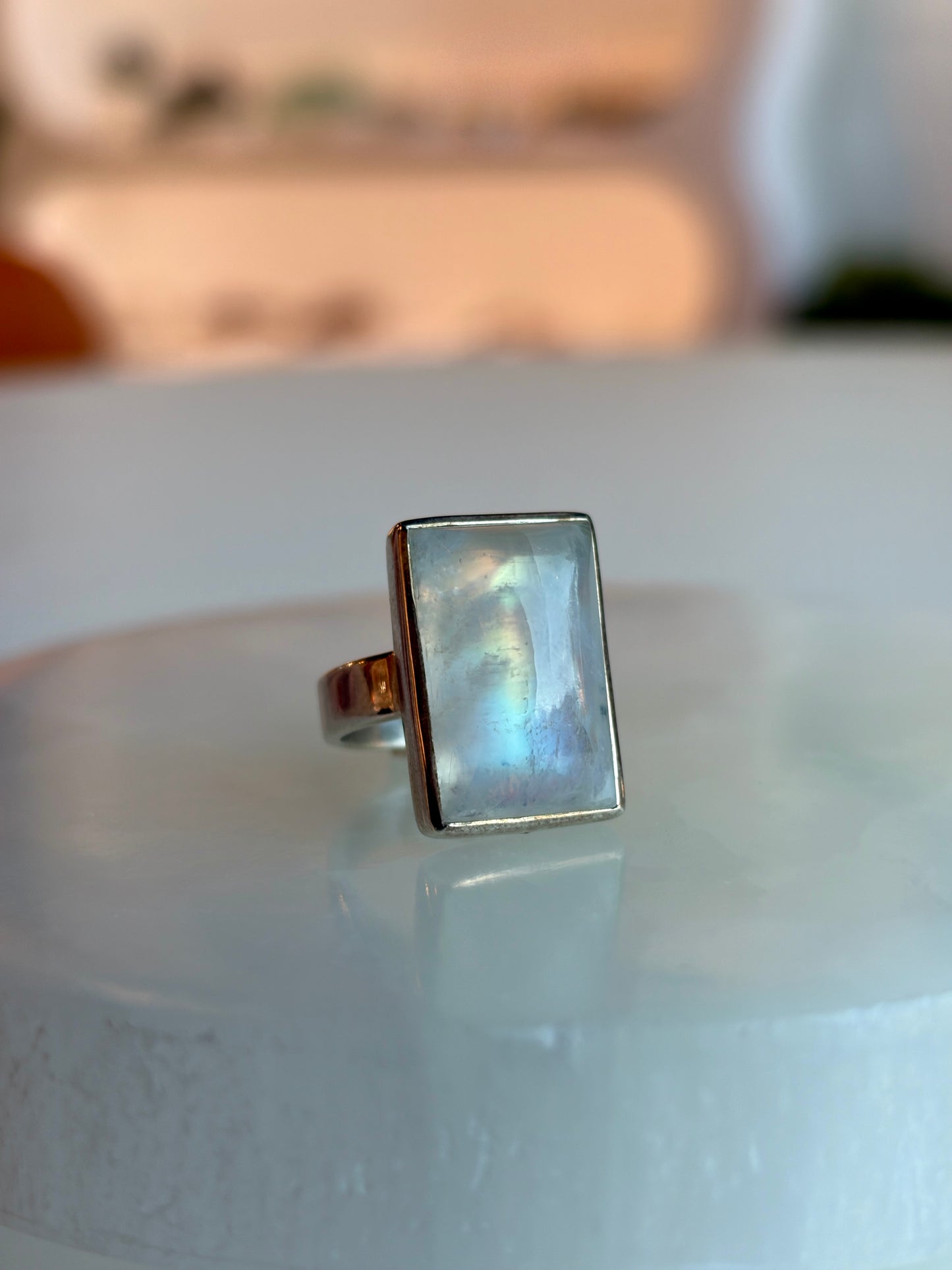 Rainbow Moonstone Ring size 4