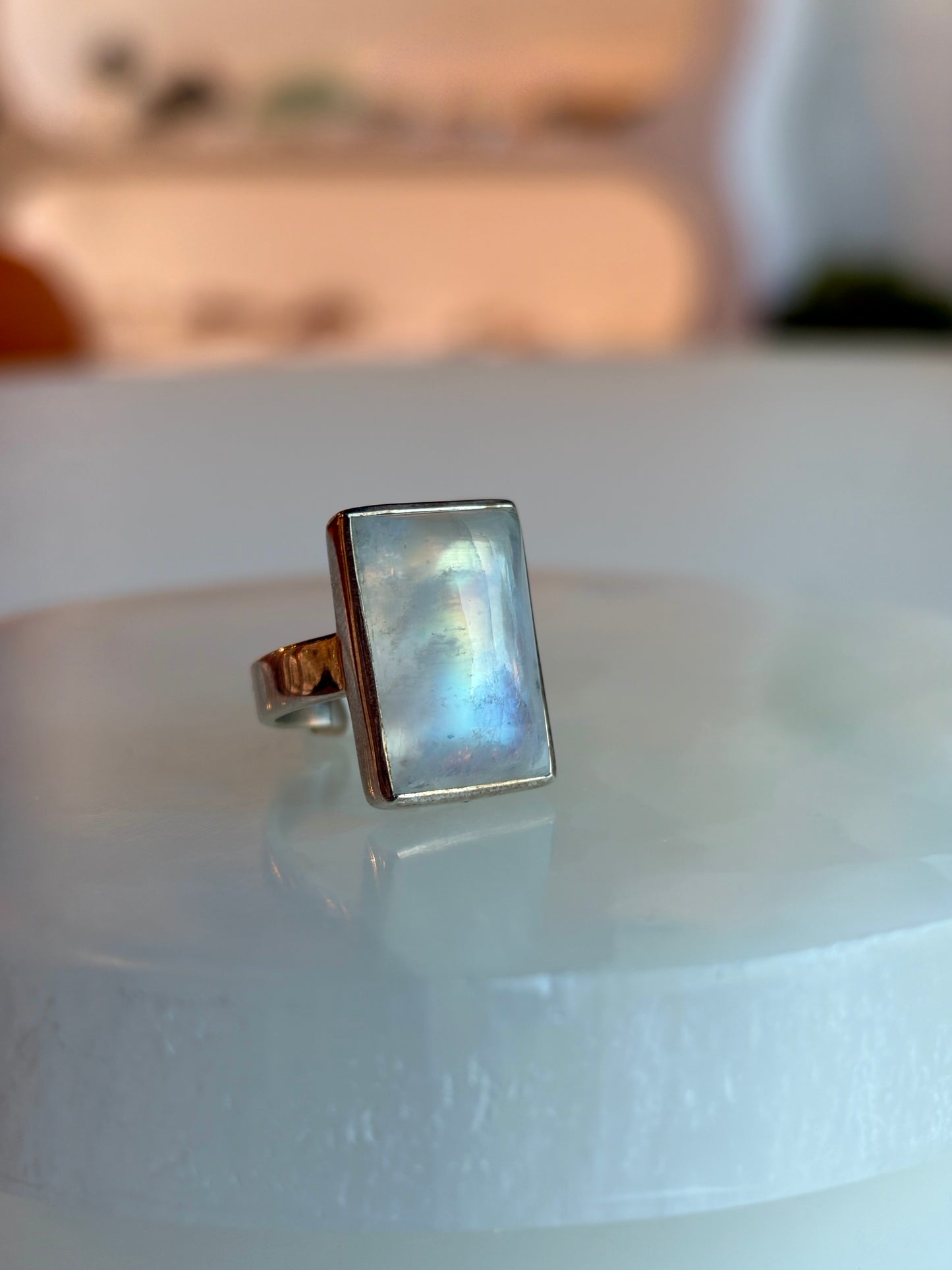 Rainbow Moonstone Ring size 4