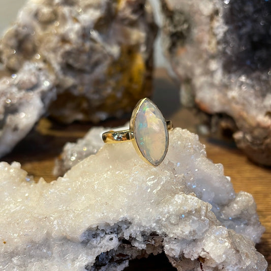 Vermeil Gold Ethiopian Water Opal Ring Size 7- 1005