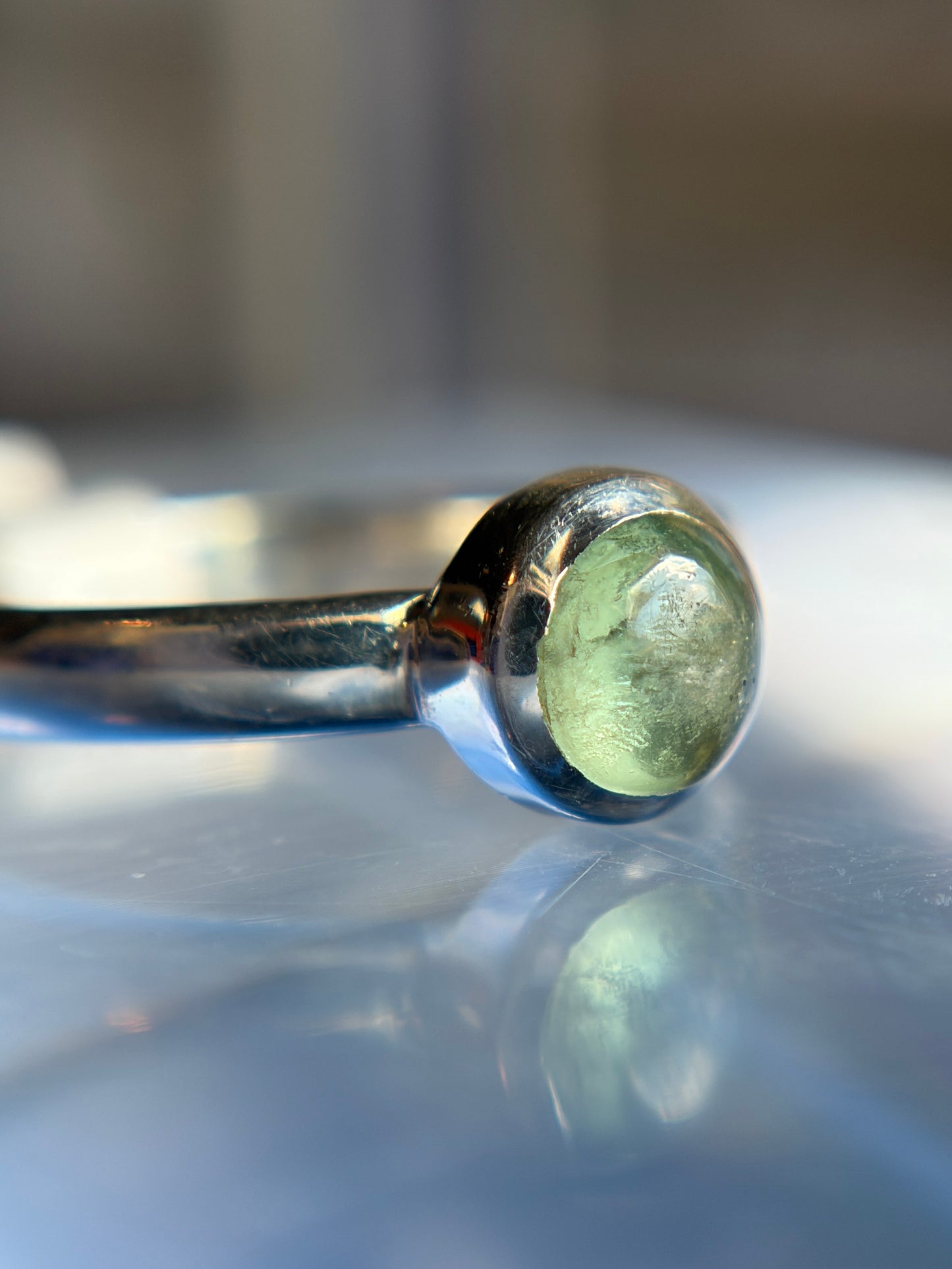 Green Kyanite Ring Size 9 Sterling Silver