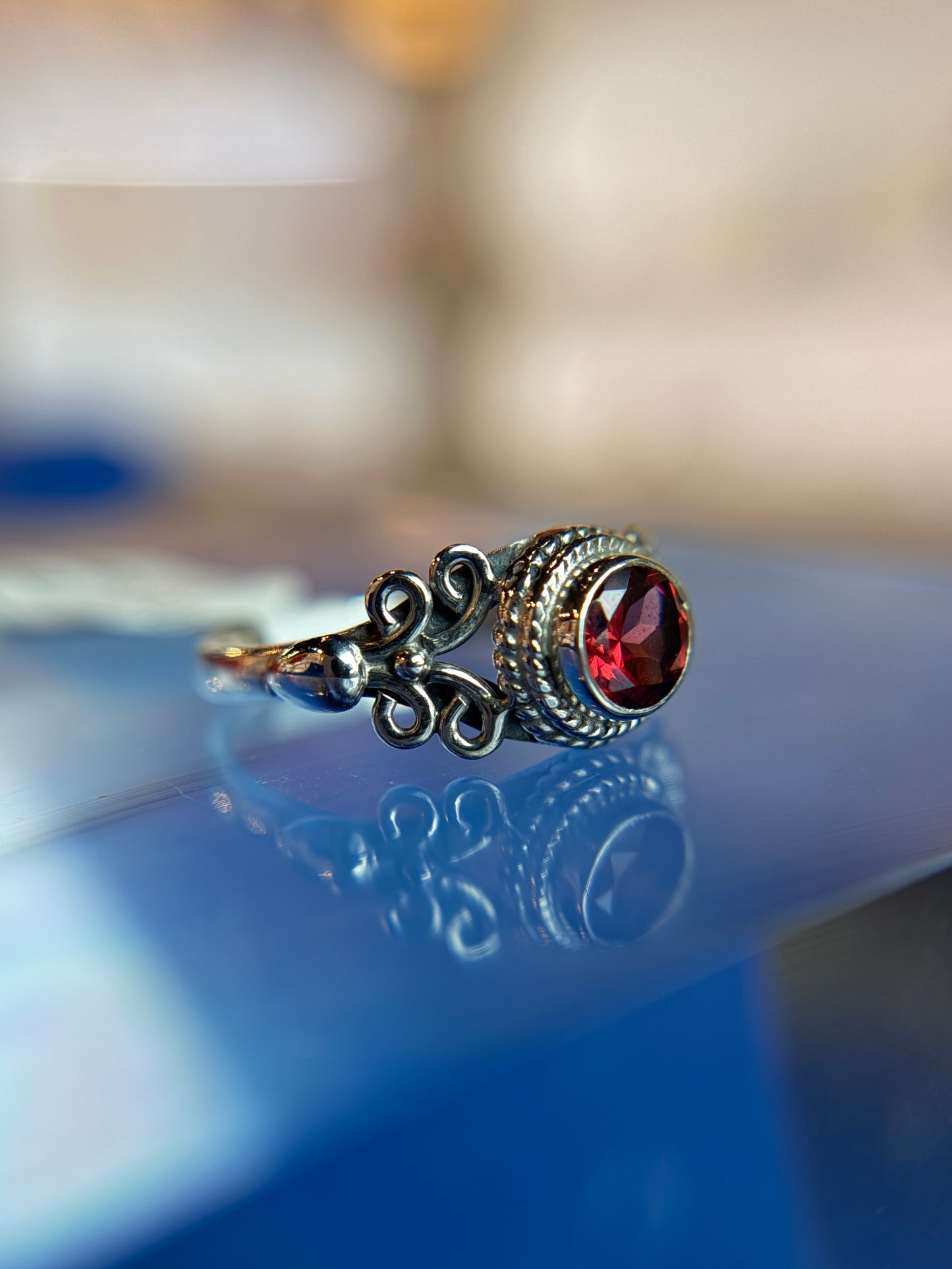 Garnet Ring Sterling Silver