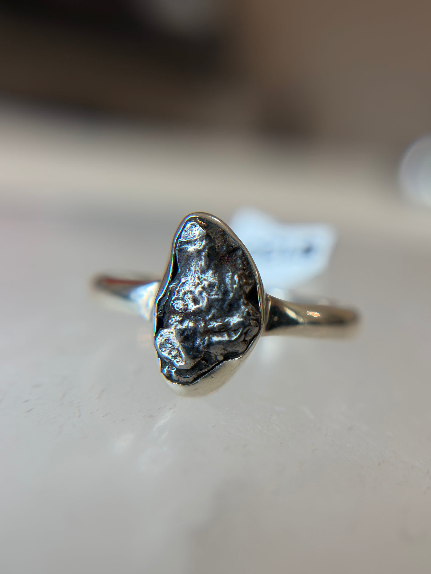 Meteorite from Argentina Sterling Silver Ring Size 11