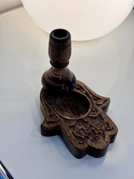 Hamsa Wooden Backflow Cone Incense Burner