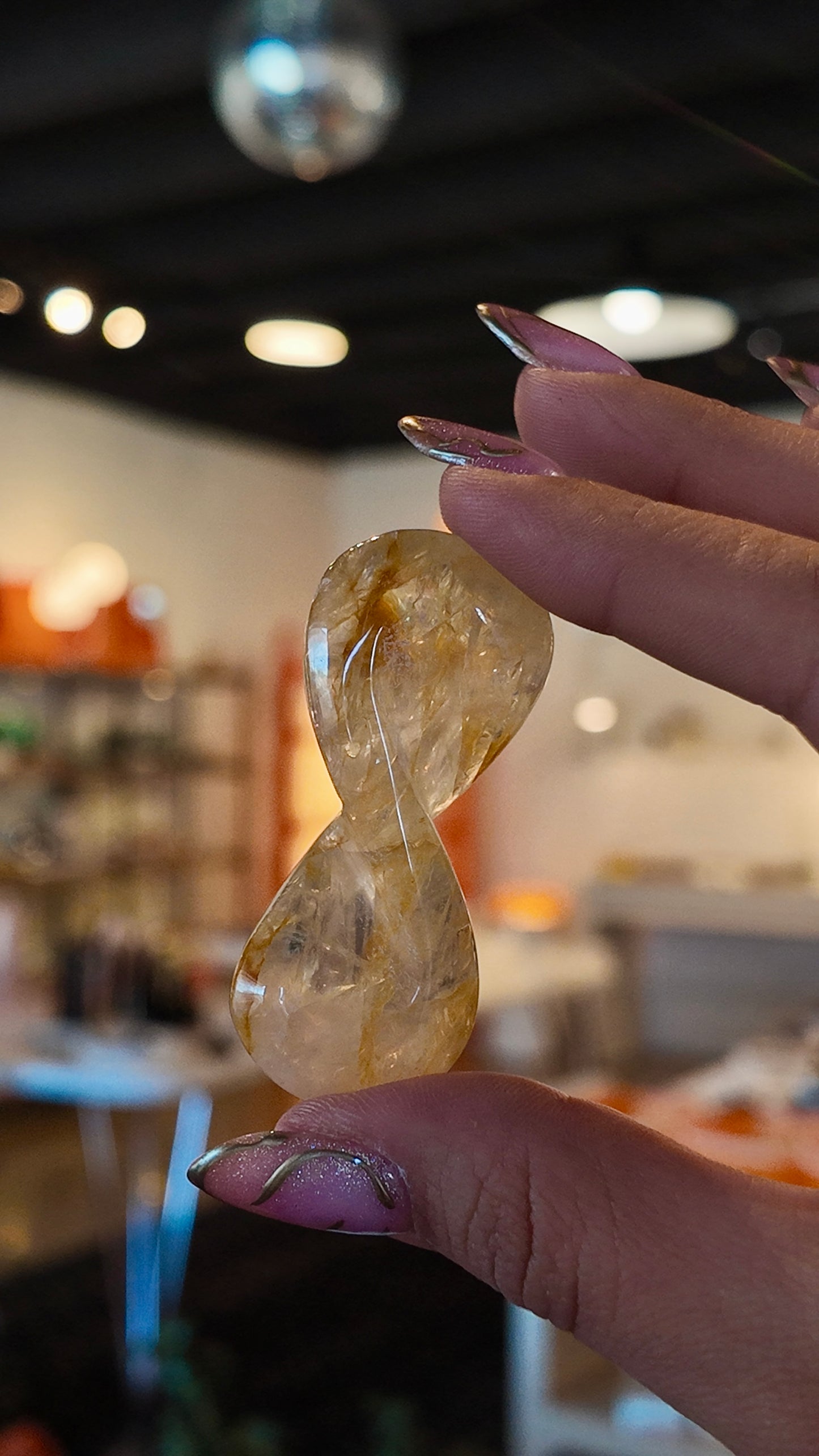 Golden Healer Quartz Hand Carved Infinity Symbol