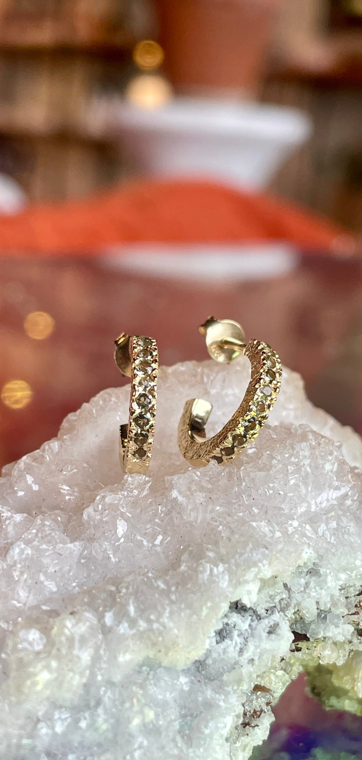 18k Vermeil Gold Moldavite Earrings