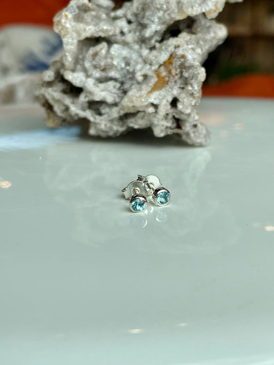 Aquamarine Sterling Silver Earrings - aqm100