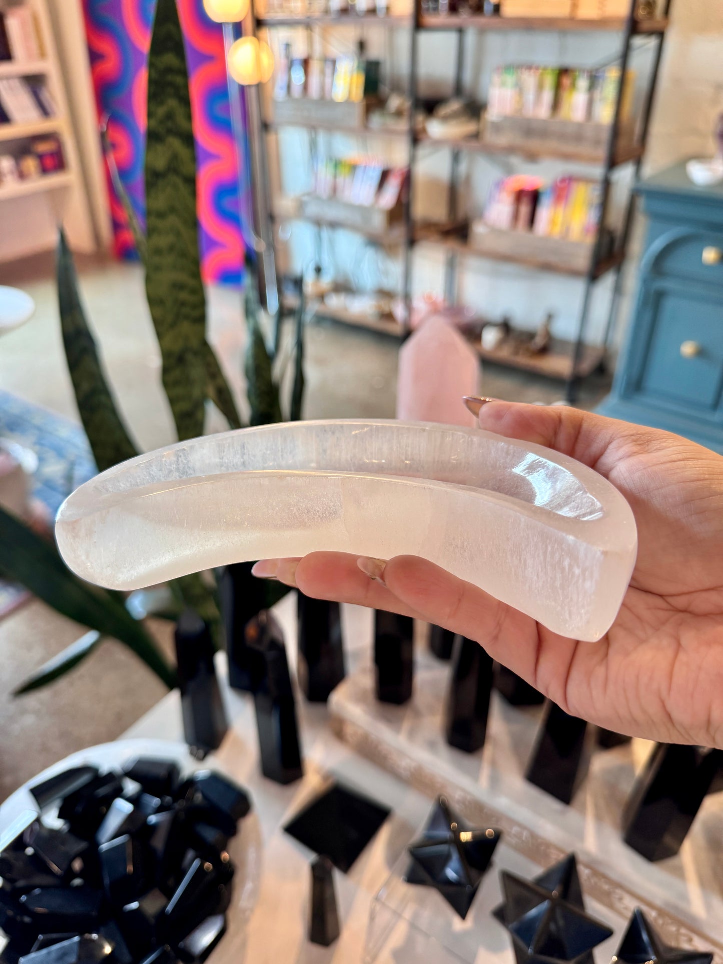 Large Crescent Moon Selenite Bowls