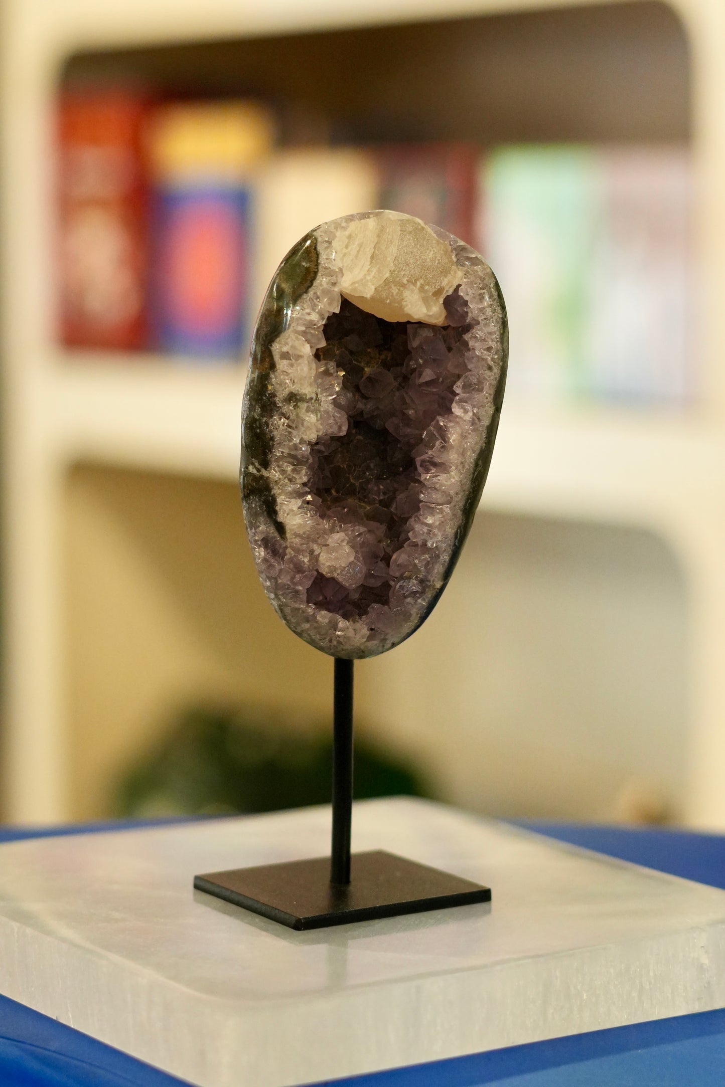 Amethyst with Calcite on Stand