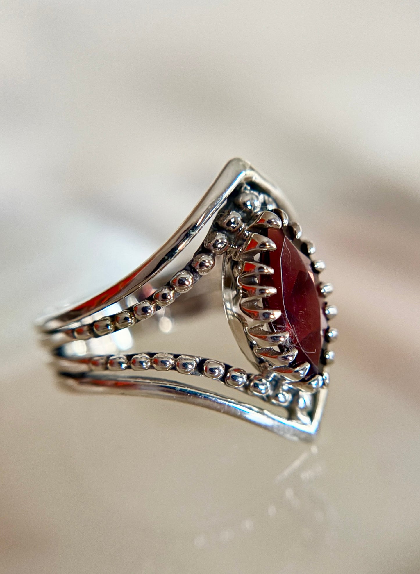 Shinning Knightess Garnet Ring Size 8