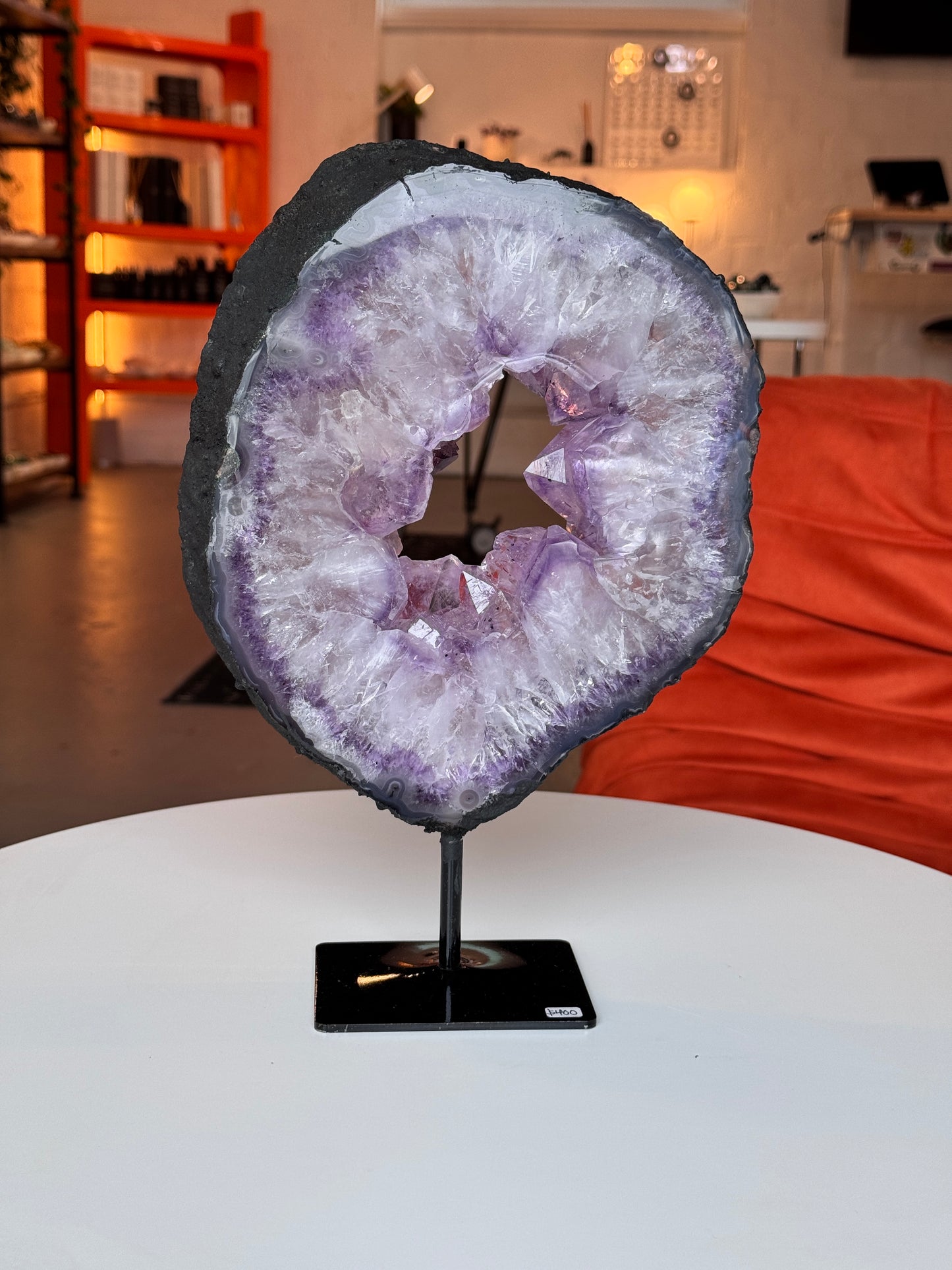 Amethyst Sliced Geode Portal on Stand
