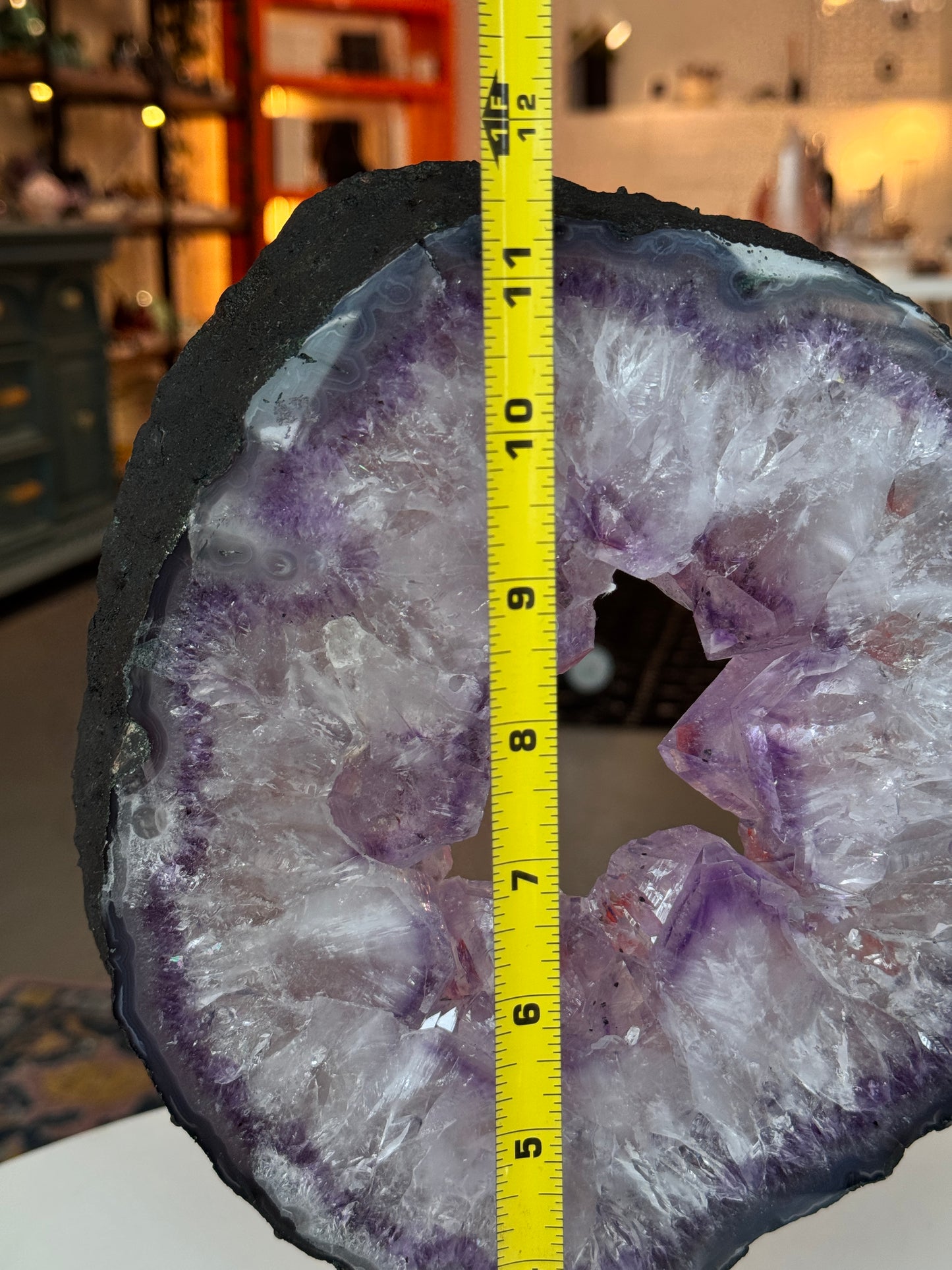 Amethyst Sliced Geode Portal on Stand