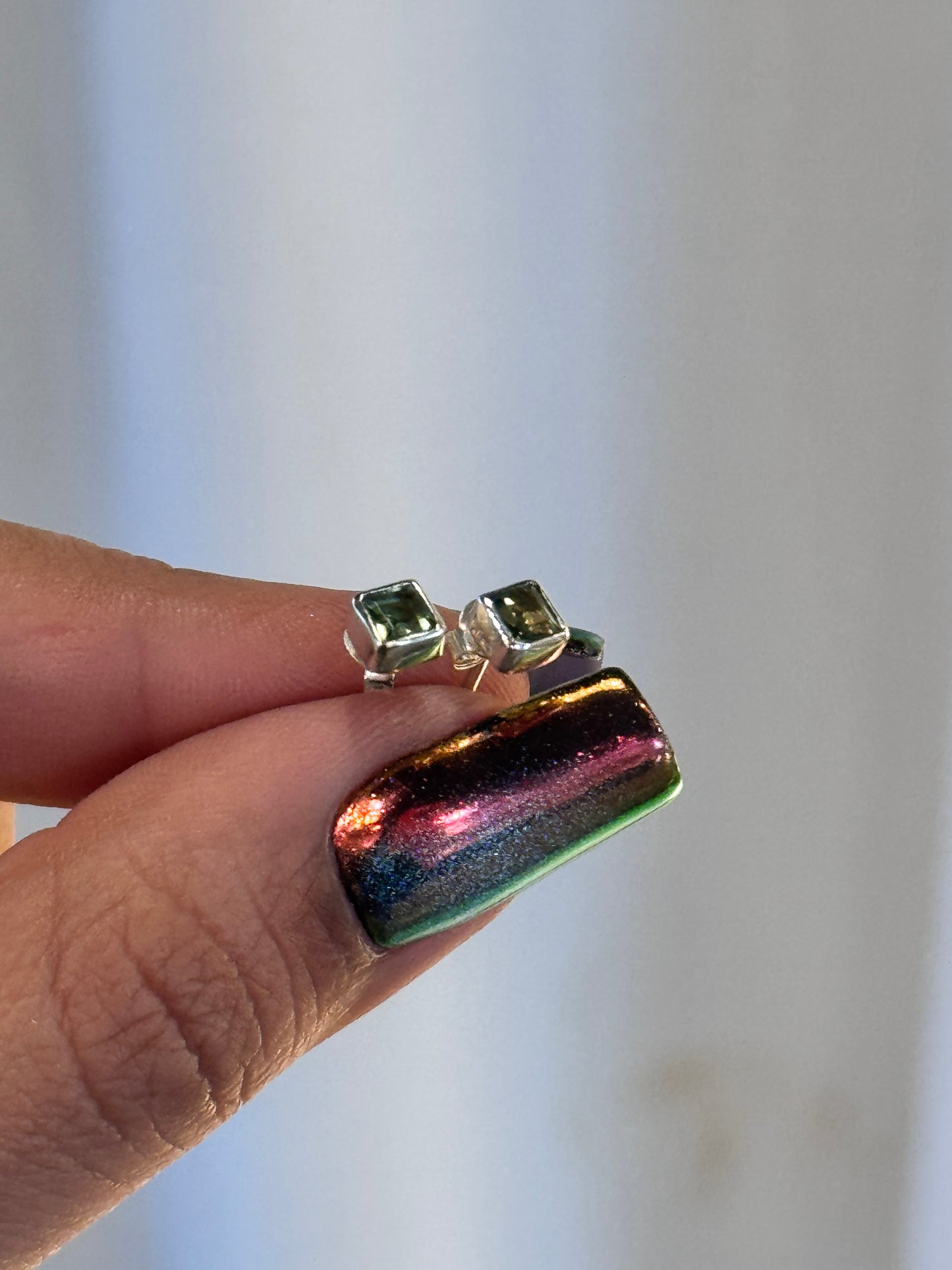 Faceted Moldavite Earrings