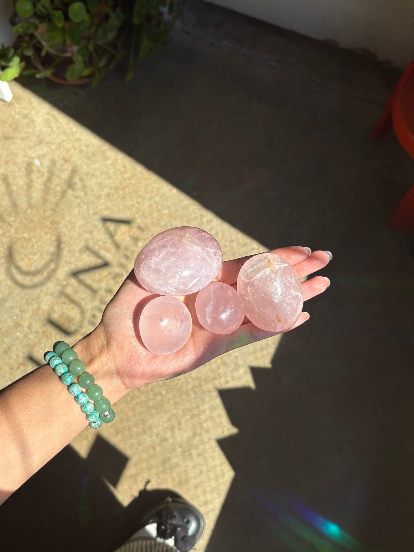 Madagascar Rose Quartz Palm Stone