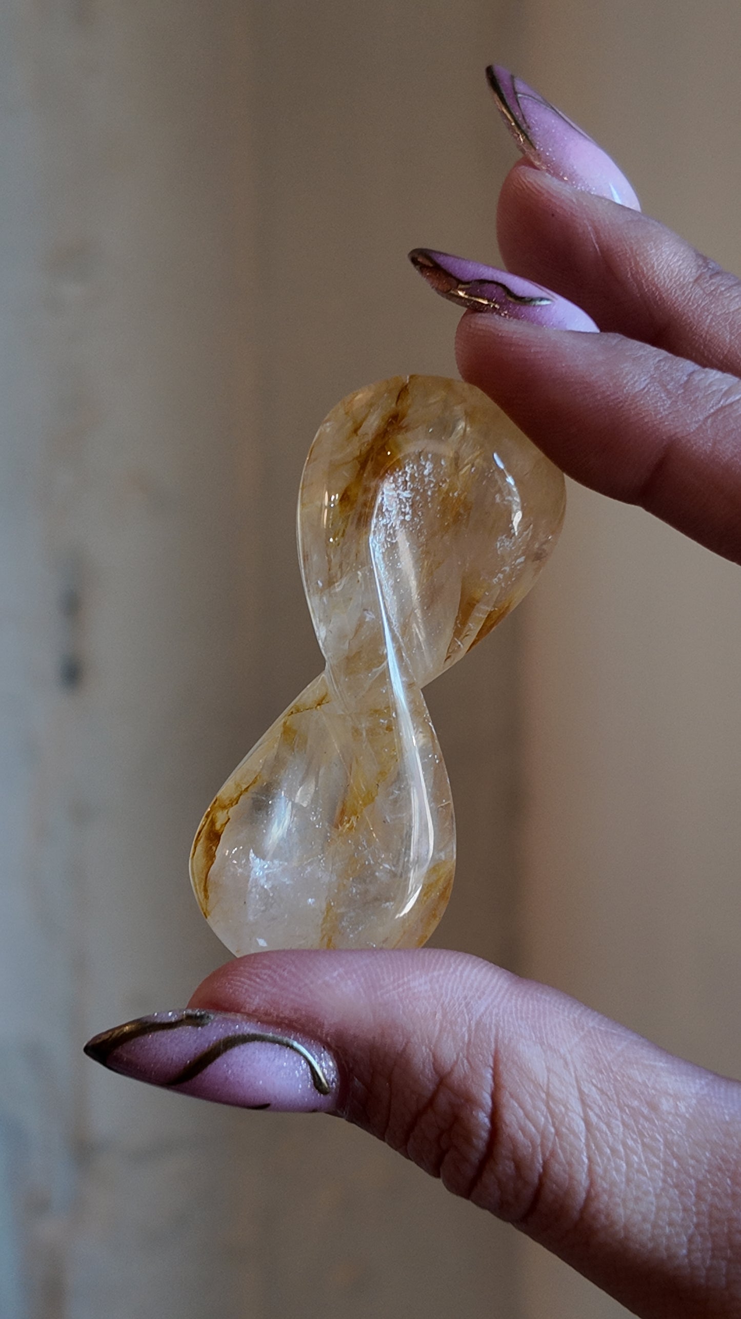Golden Healer Quartz Hand Carved Infinity Symbol