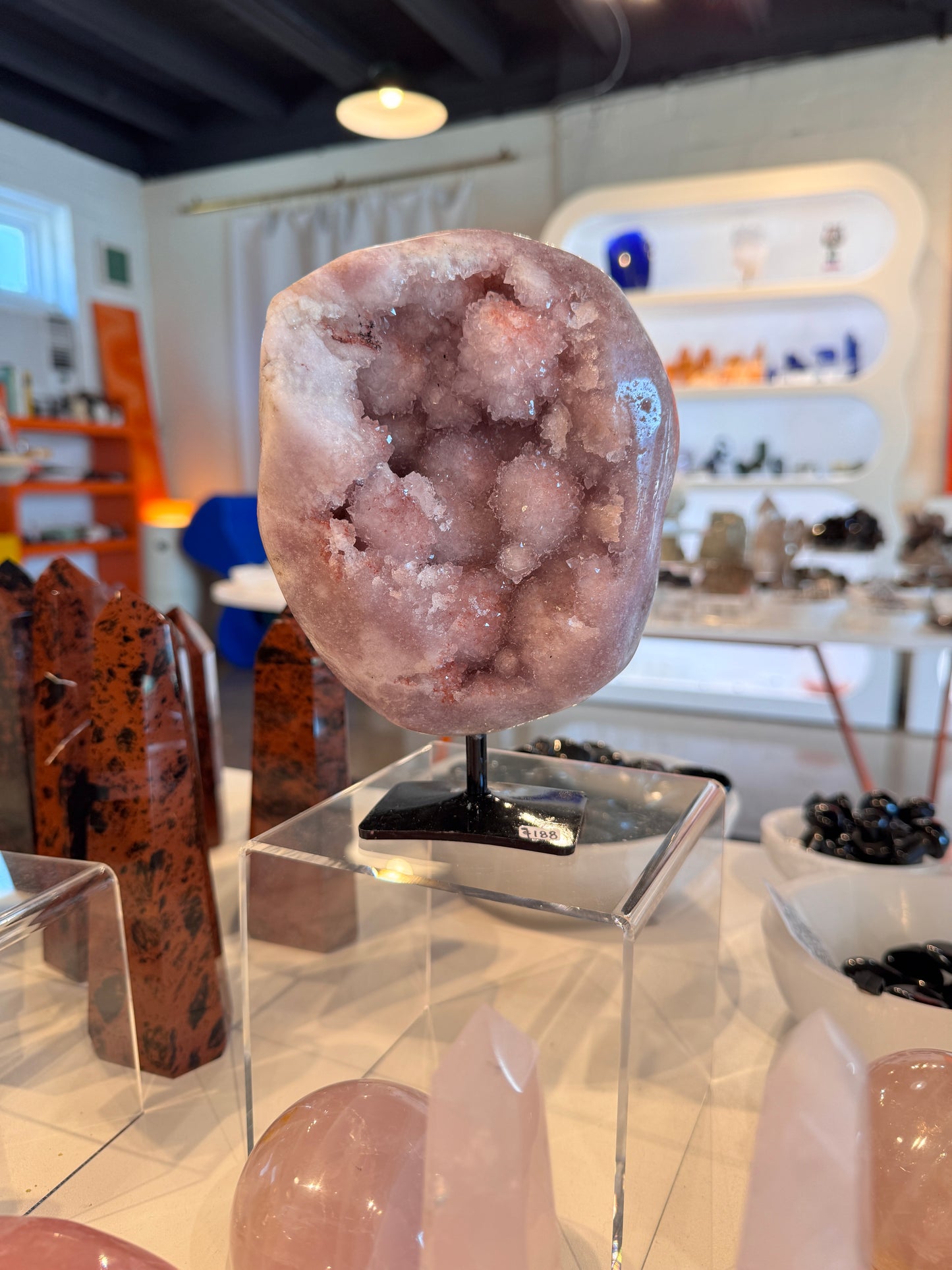 Pink Amethyst on a stand