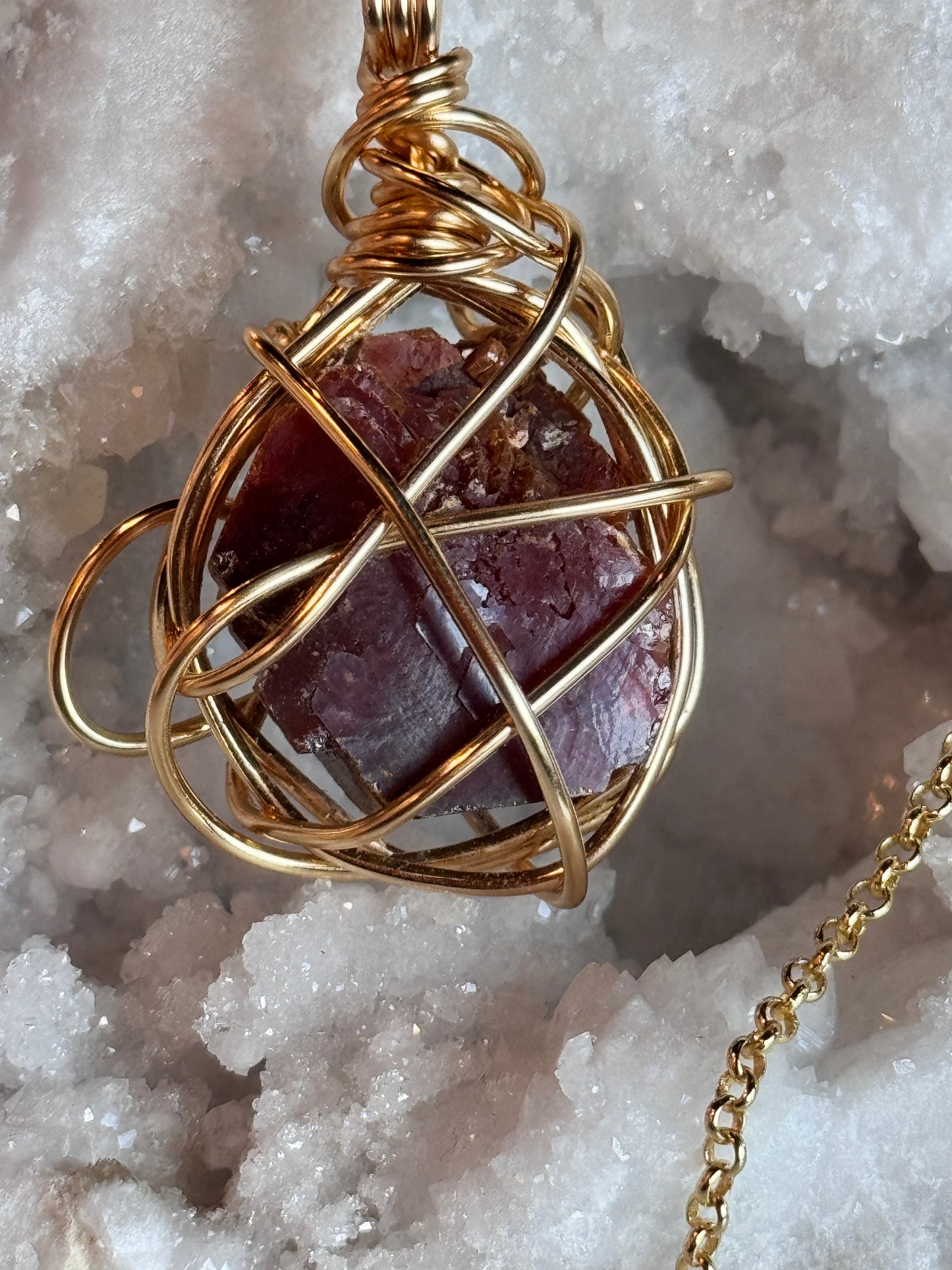 Vanadinite Gold Plated Wire Wrapped necklace