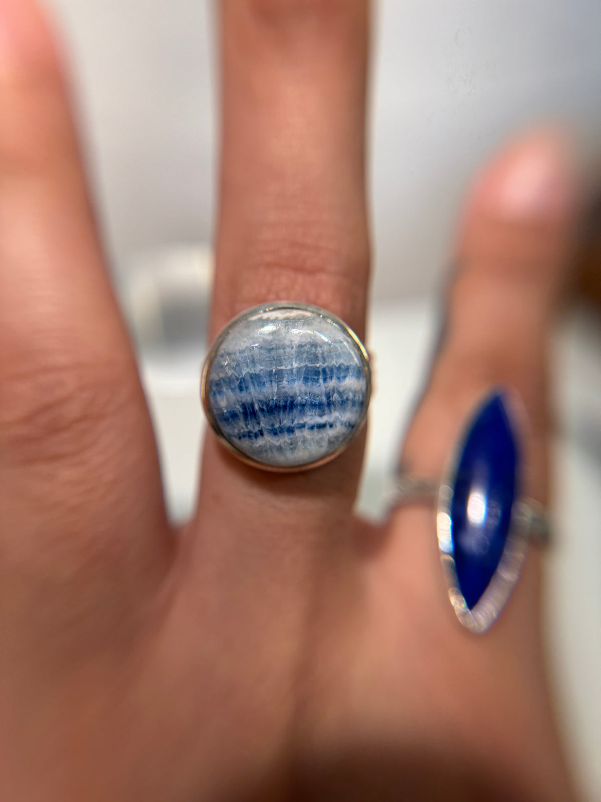 Blue Scheelite/ Lapis Lace Onyx Ring Size 9