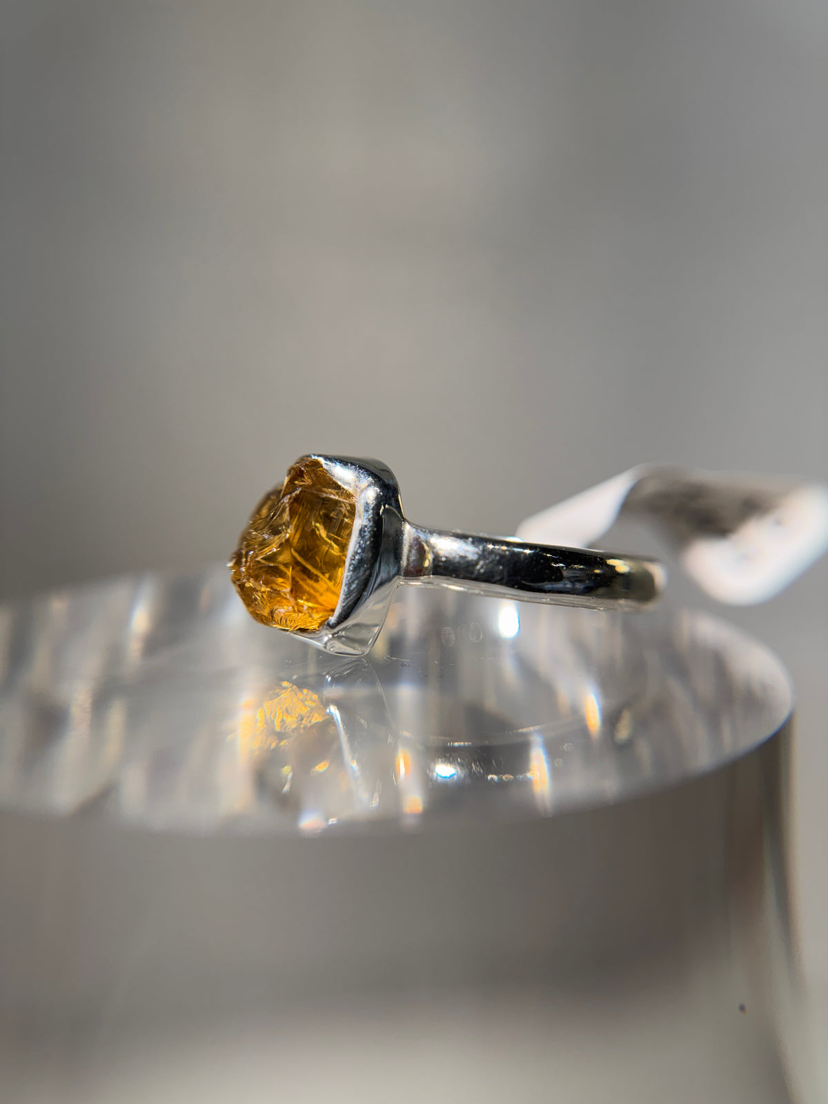 Raw Citrine Sterling Silver Ring Size 10